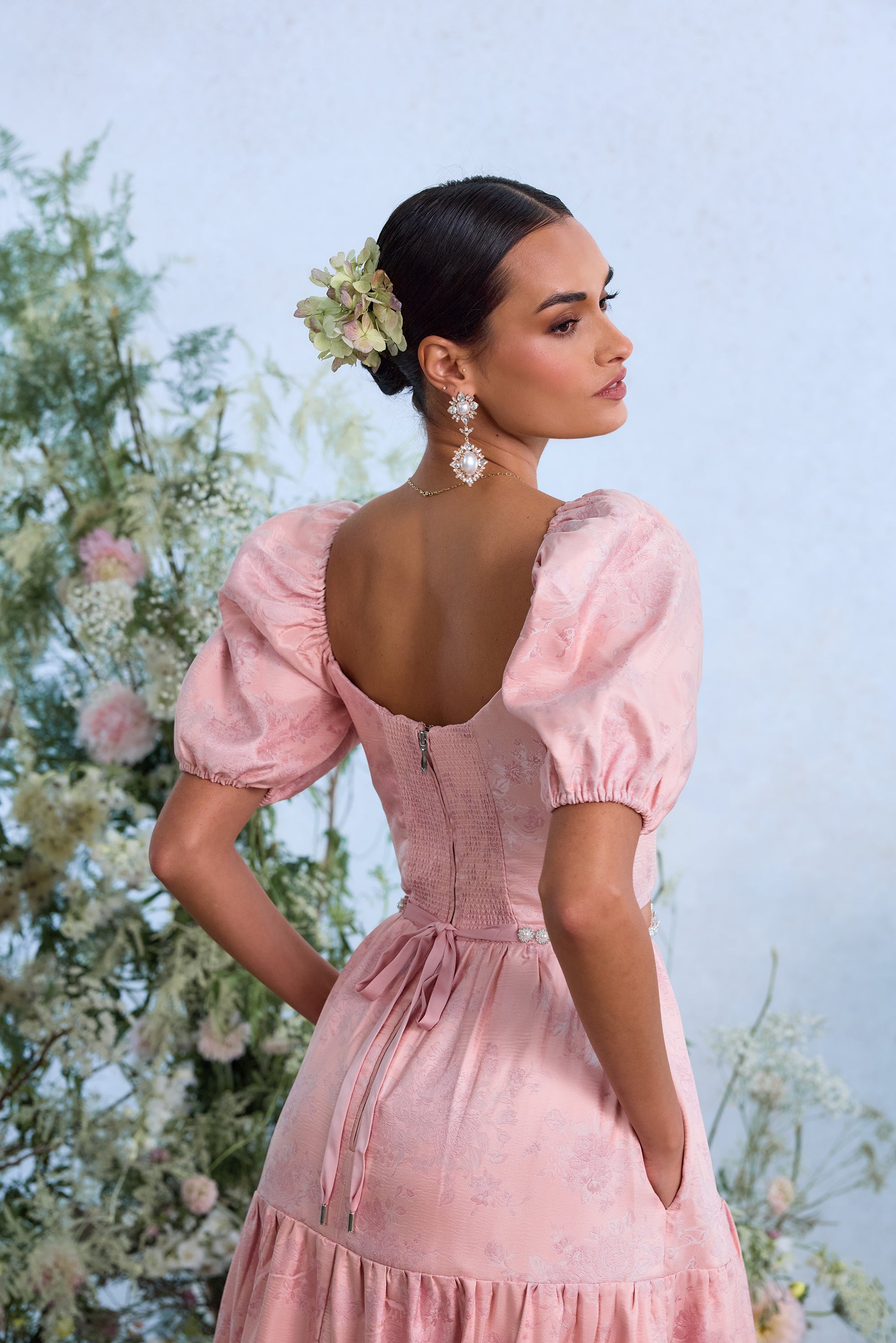 The Emma Dress in Light Pink Windsor Brocade 4 / Light Pink Windsor Brocade The Emma Dress in Light Pink Windsor Brocade 4 / Light Pink Windsor Brocade