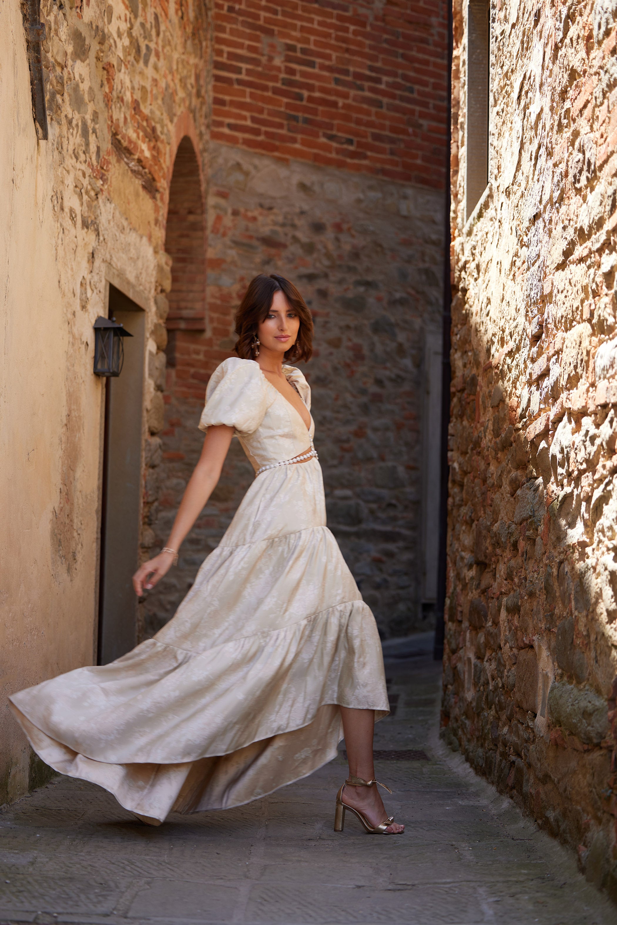 The Emma Dress in Taupe Windsor Brocade 6 / Taupe Windsor Brocade The Emma Dress in Taupe Windsor Brocade 6 / Taupe Windsor Brocade