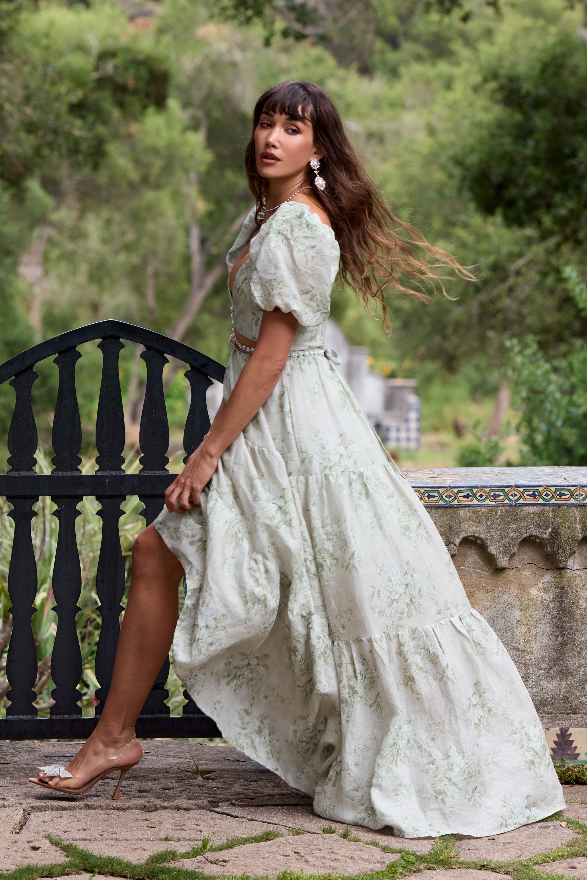 The Emma Dress in Sage Tapestry The Emma Dress in Sage Tapestry