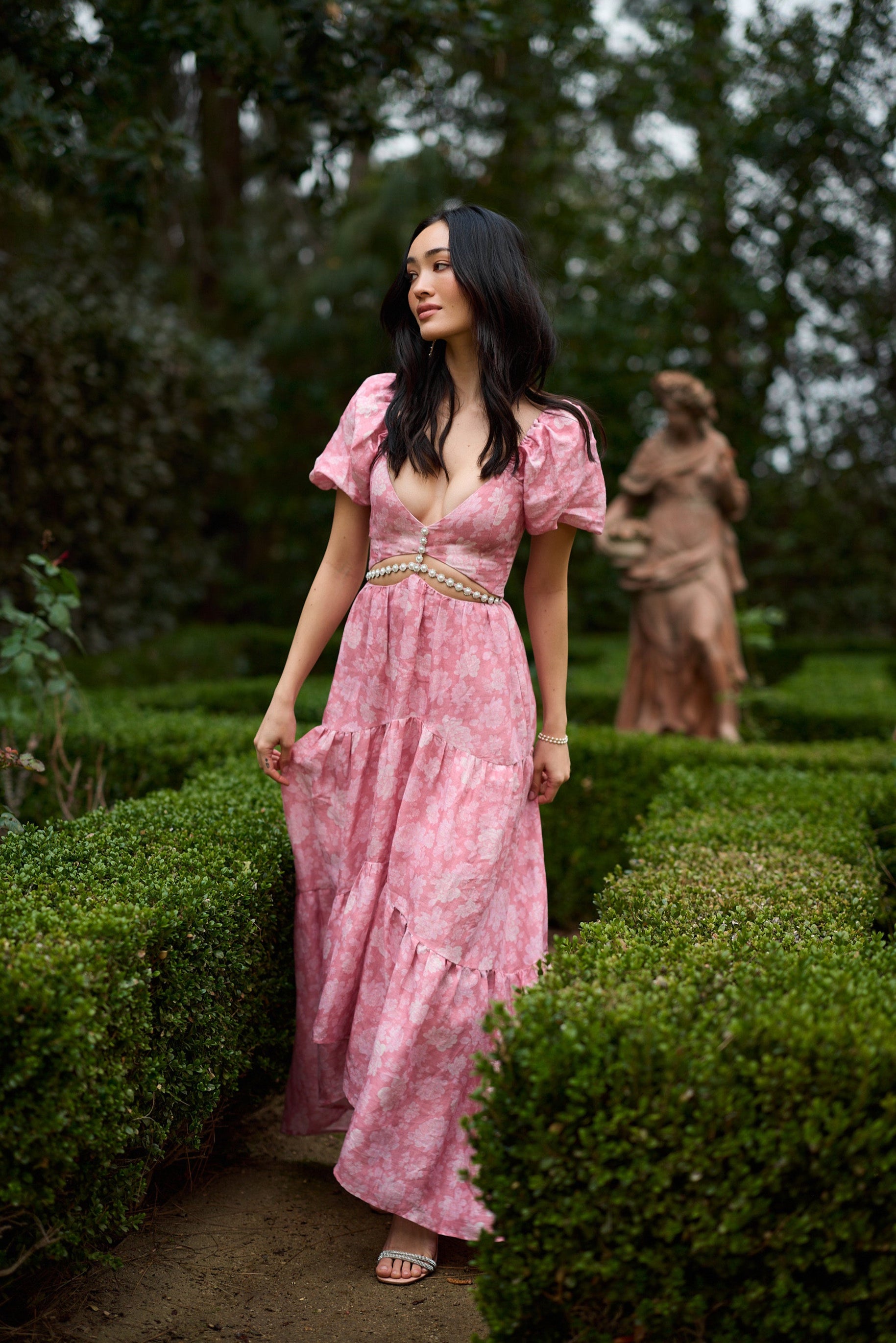 The Emma Dress in Pink Peony Print 2 / Pink Peony Print The Emma Dress in Pink Peony Print 2 / Pink Peony Print