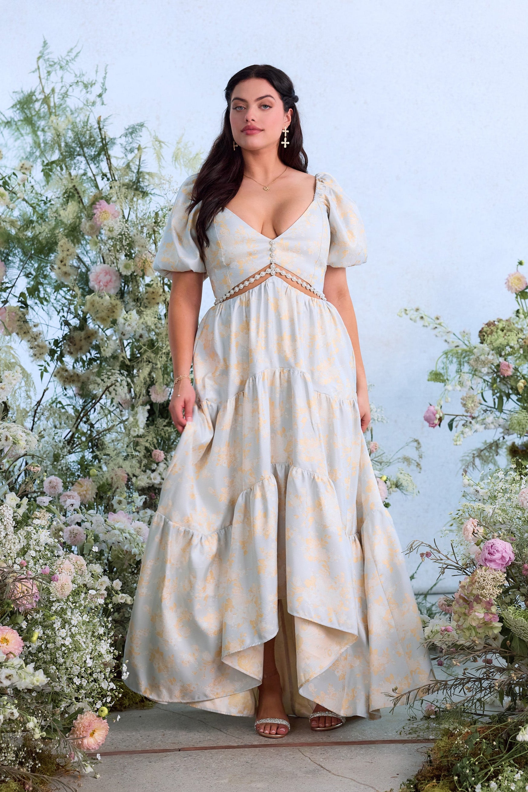 The Emma Dress in Sky Windsor Brocade 10 / Sky Windsor Brocade