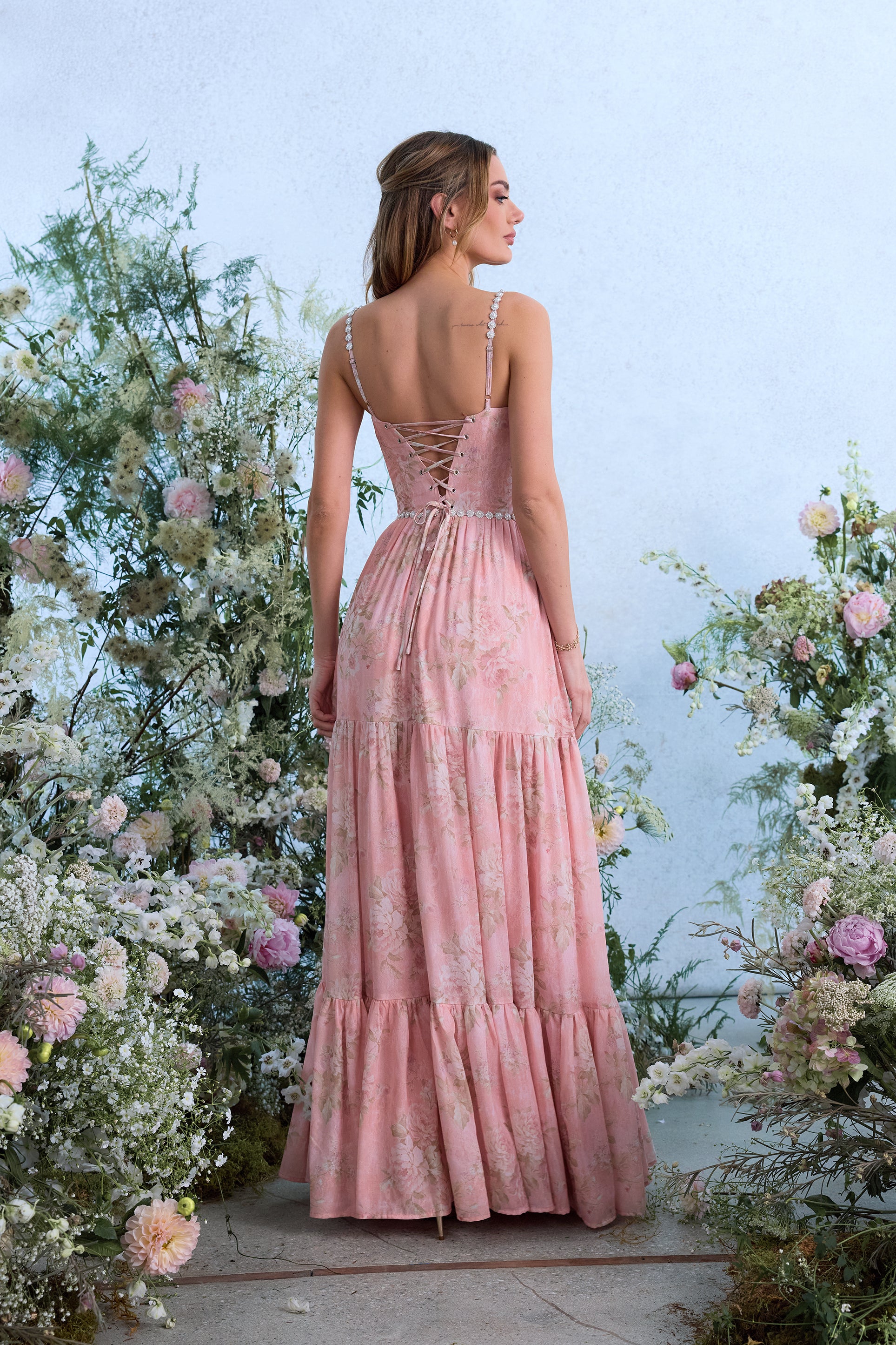 The Gwen Dress in Light Pink Tapestry Rose 0 / Light Pink Tapestry Rose