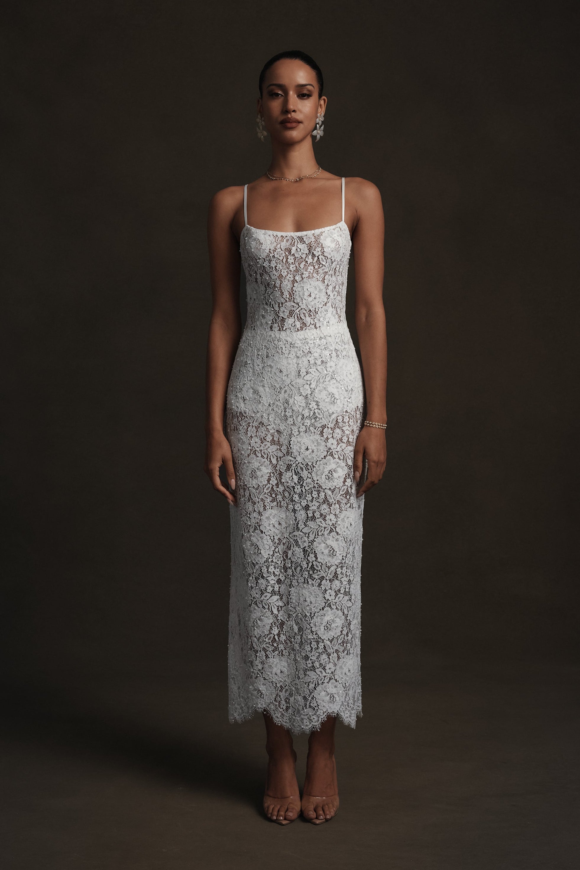 The Hallie Dress in White Beaded Lace 4 / White Beaded Lace The Hallie Dress in White Beaded Lace 4 / White Beaded Lace