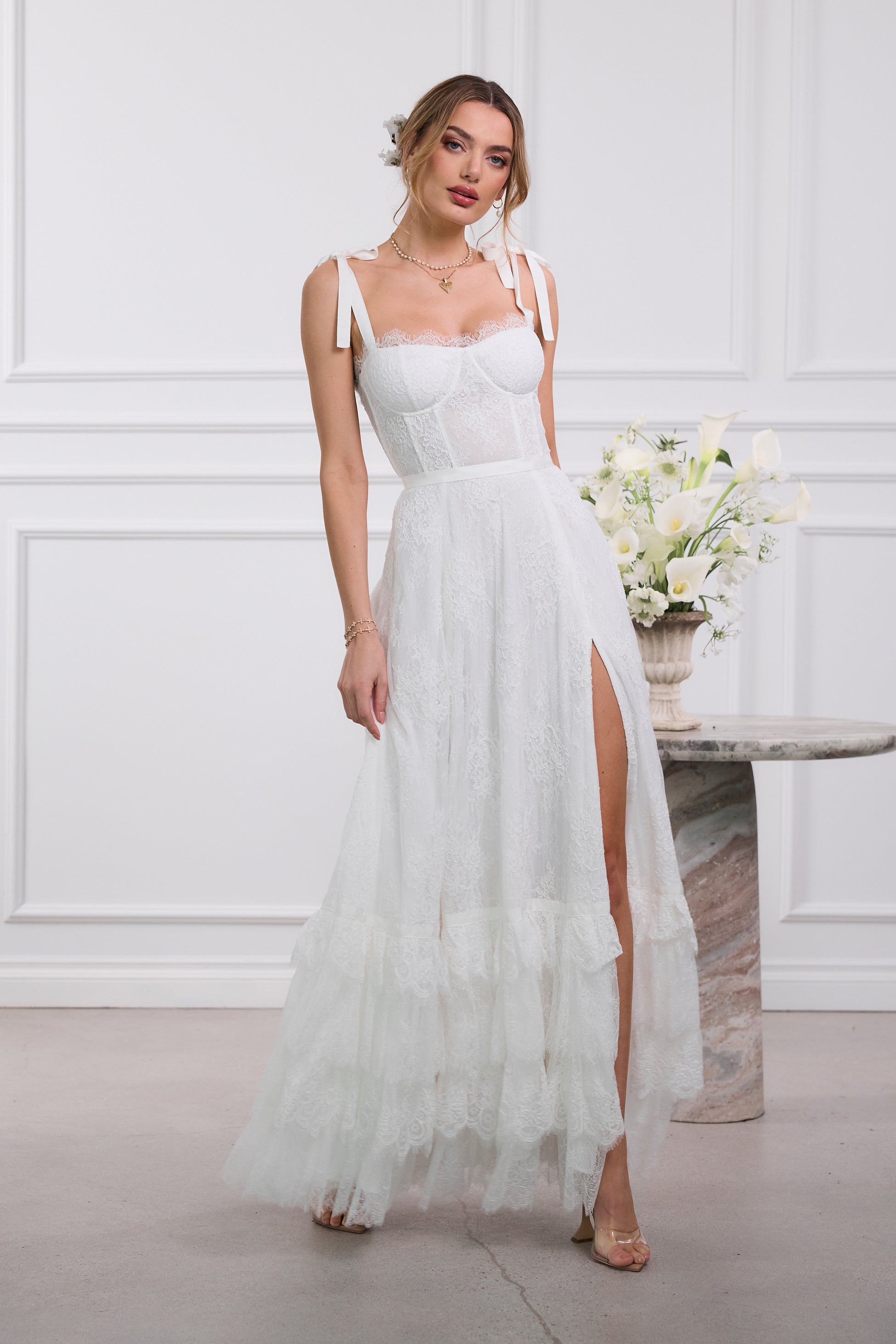 The Harmony Dress in White Chantilly Lace 0 / White Chantilly Lace