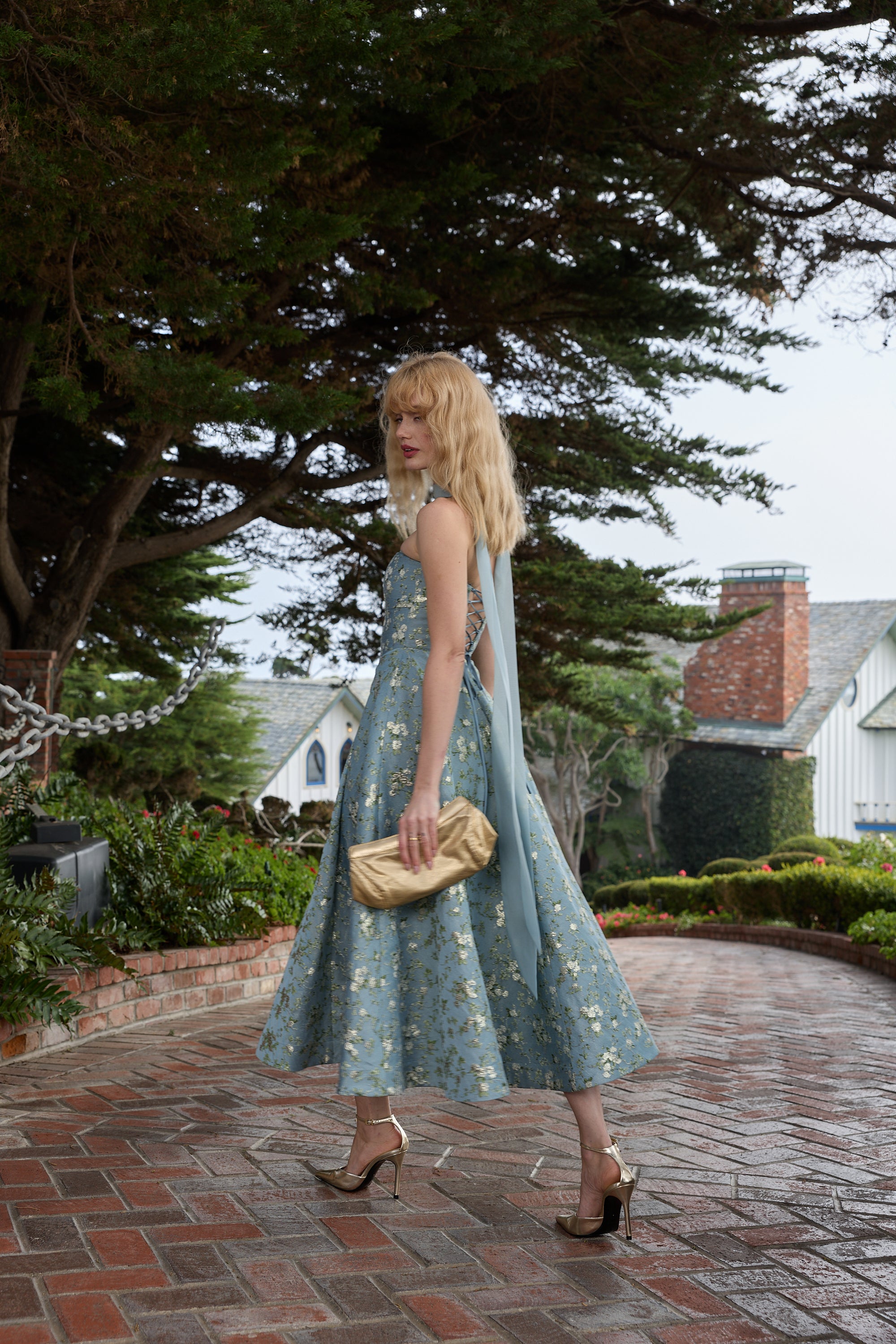 slate blue dress The Hazel Dress in Slate Blue Cheverny Brocade