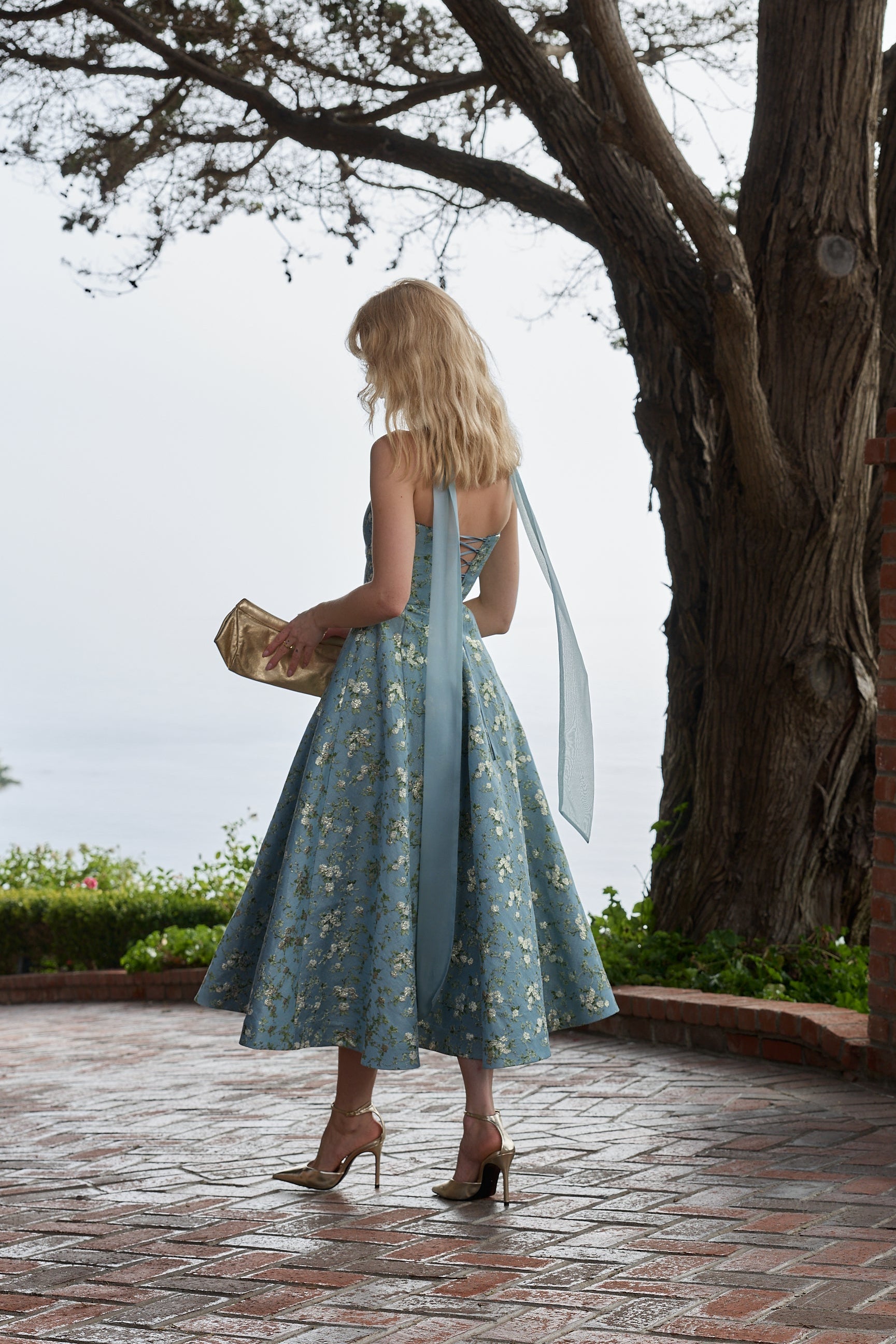 The Hazel Dress in Slate Blue Cheverny Brocade V. Chapman The Hazel Dress in Slate Blue Cheverny Brocade V. Chapman