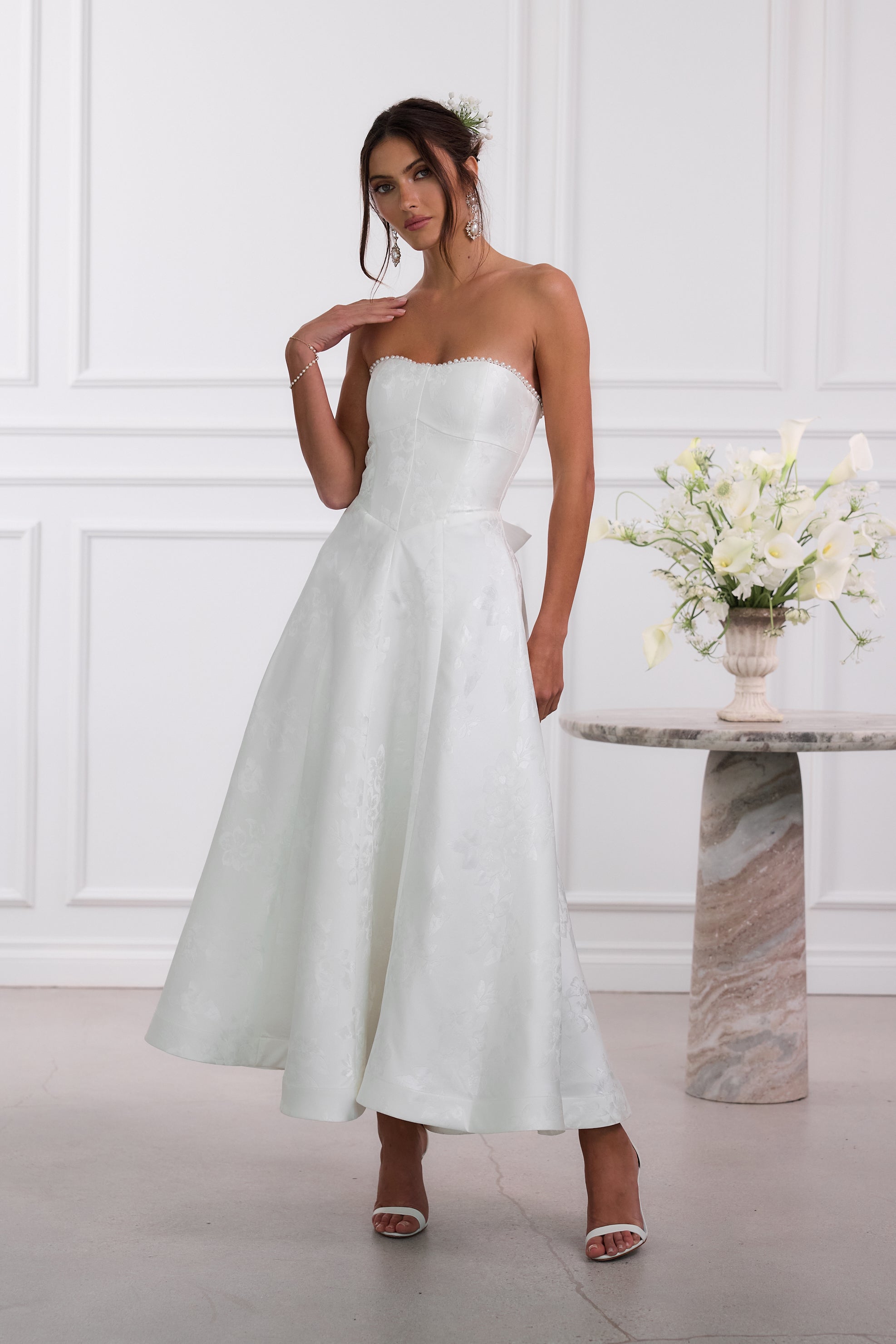 v chapman white dress The Luciana in Baroque Floral 10 / White Baroque Floral Fabric Content100% Polyester Care InstructionsDo Not Bleach The Hazel Dress in White