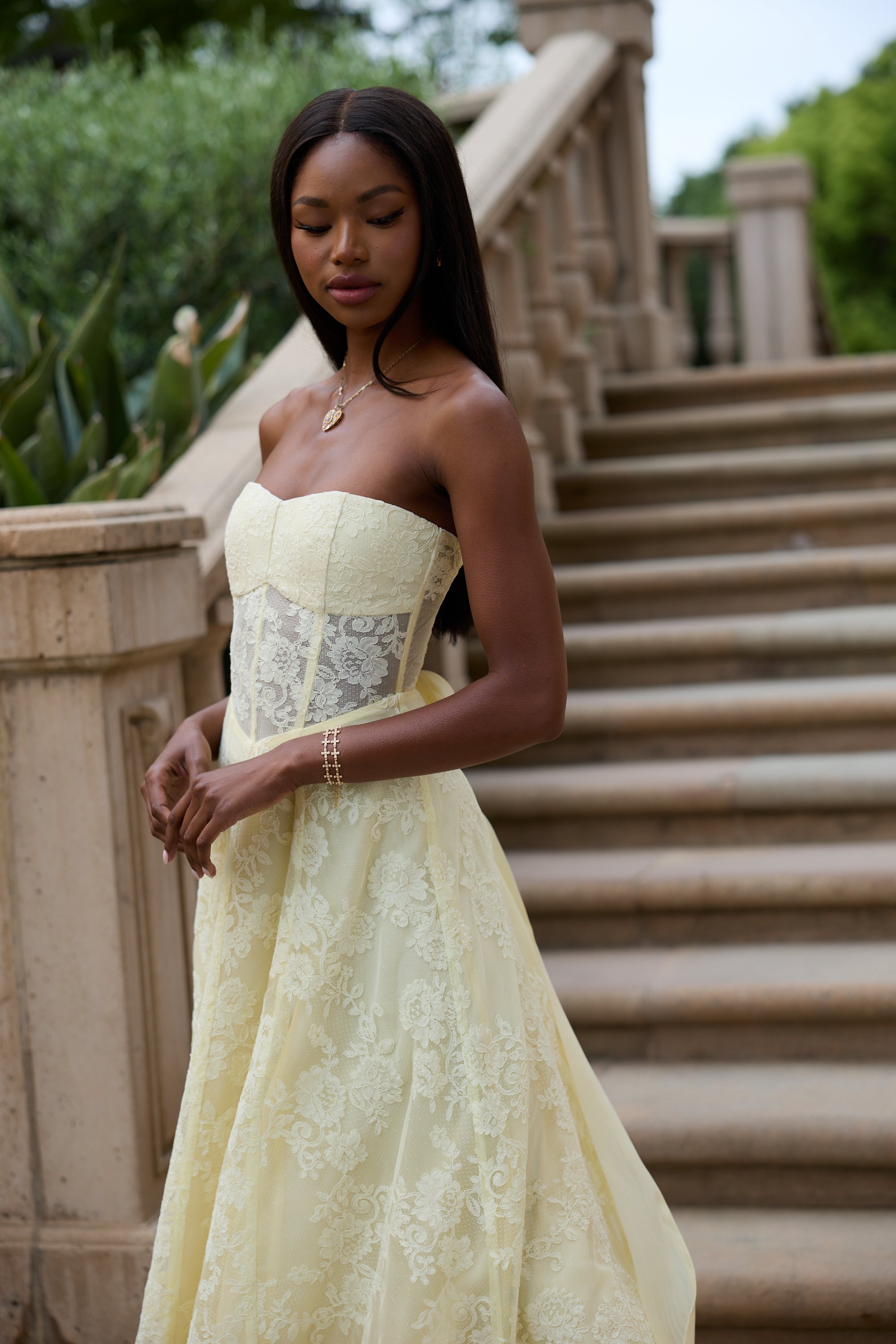 The Hazel Dress in Transparent Yellow Lace 6 / Transparent Yellow Lace The Hazel Dress in Transparent Yellow Lace 6 / Transparent Yellow Lace