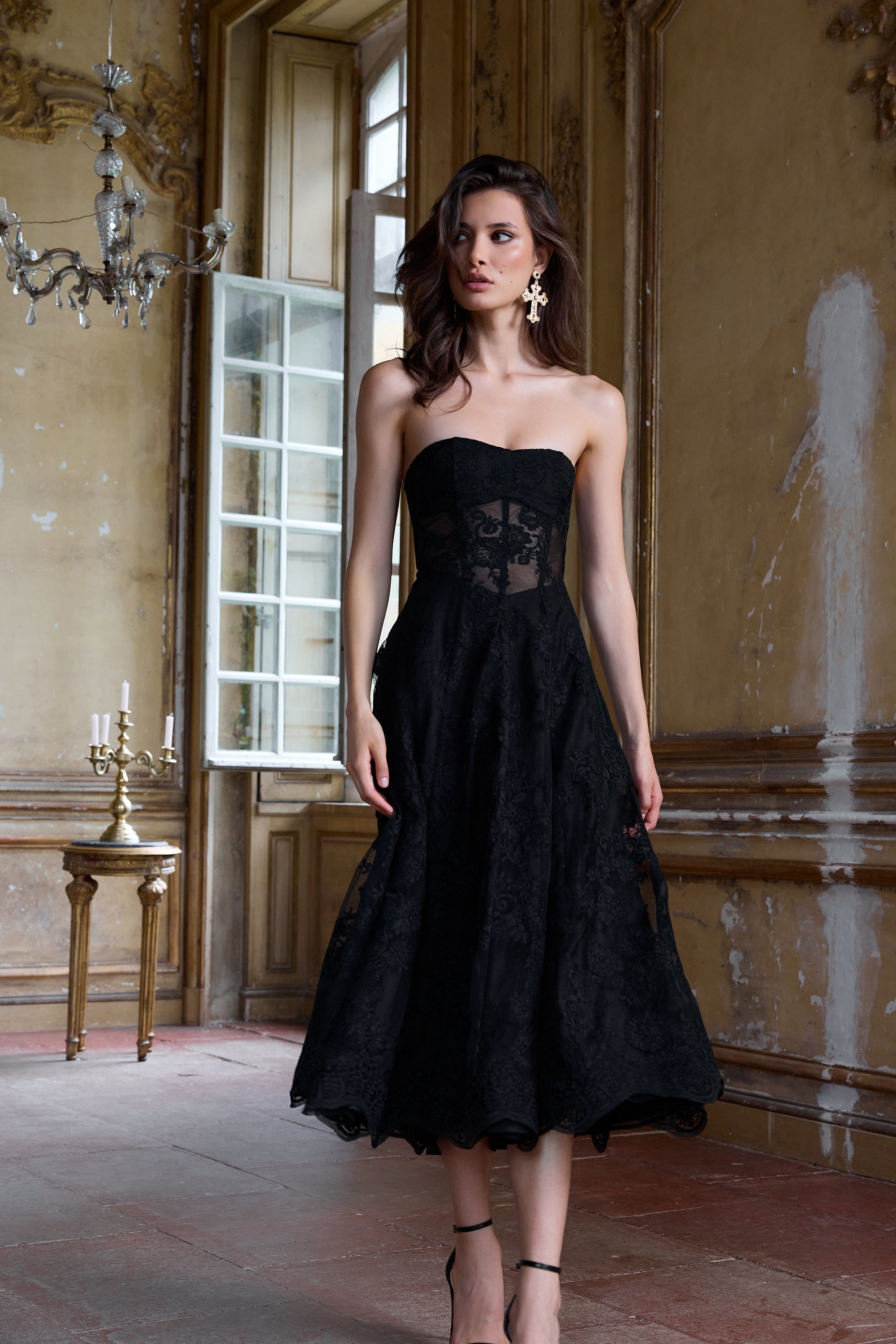 The Hazel Dress in Black Chantilly Lace 2 / Black Chantilly Lace