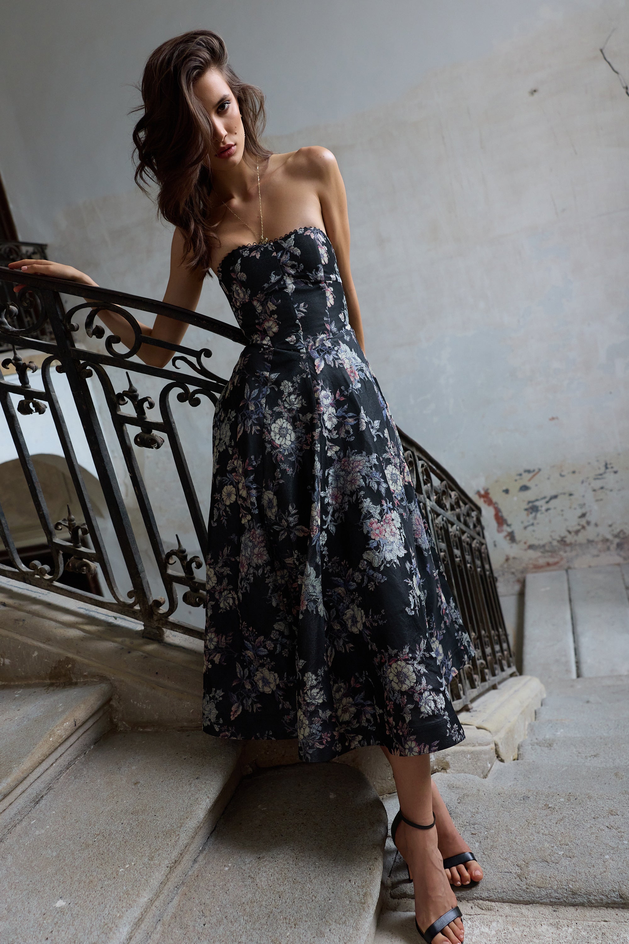 The Hazel Dress in Black Lilibet Brocade – V. Chapman