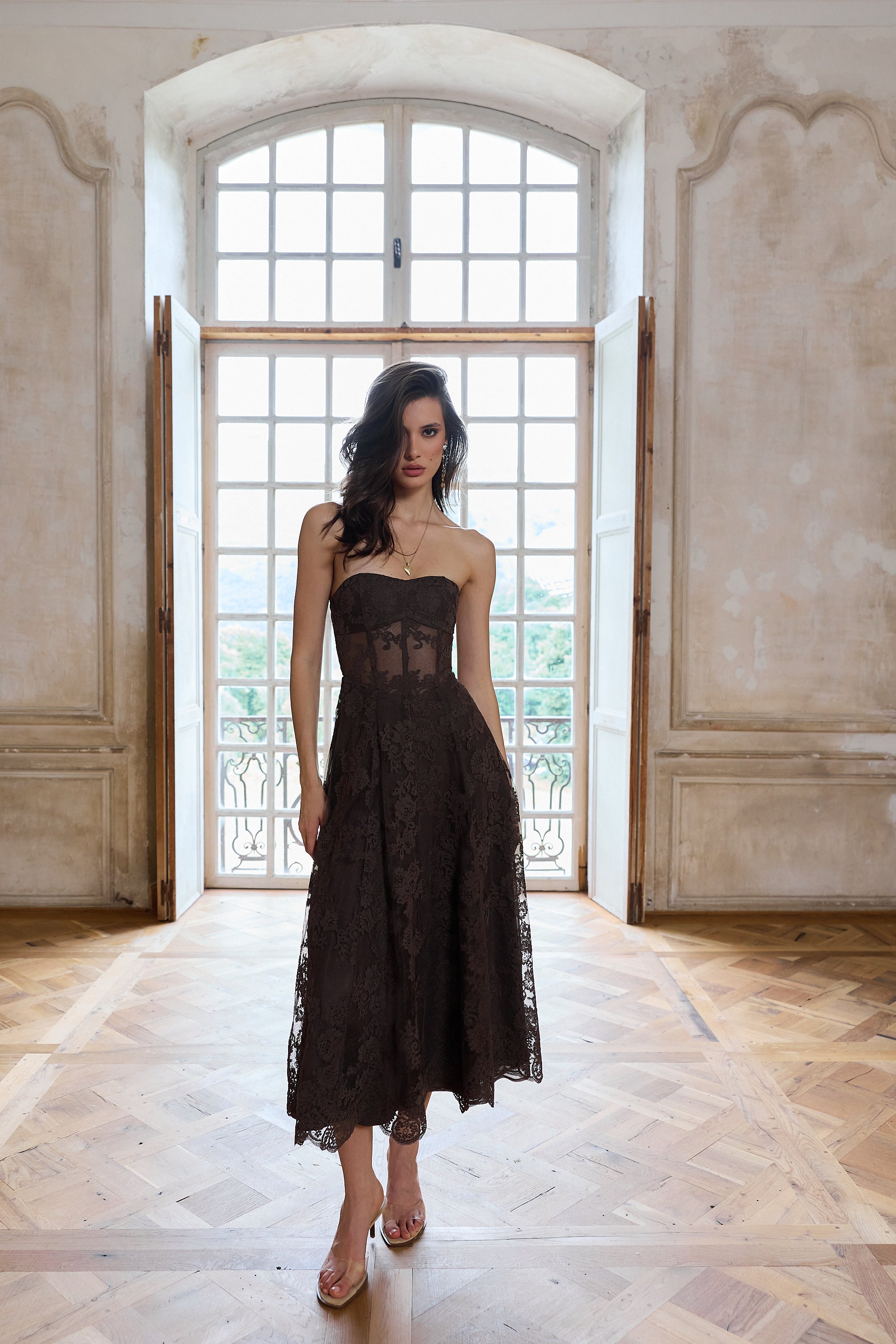 The Hazel Dress in Chocolate Chantilly Lace 10 / Chocolate Chantilly Lace The Hazel Dress in Chocolate Chantilly Lace 10 / Chocolate Chantilly Lace