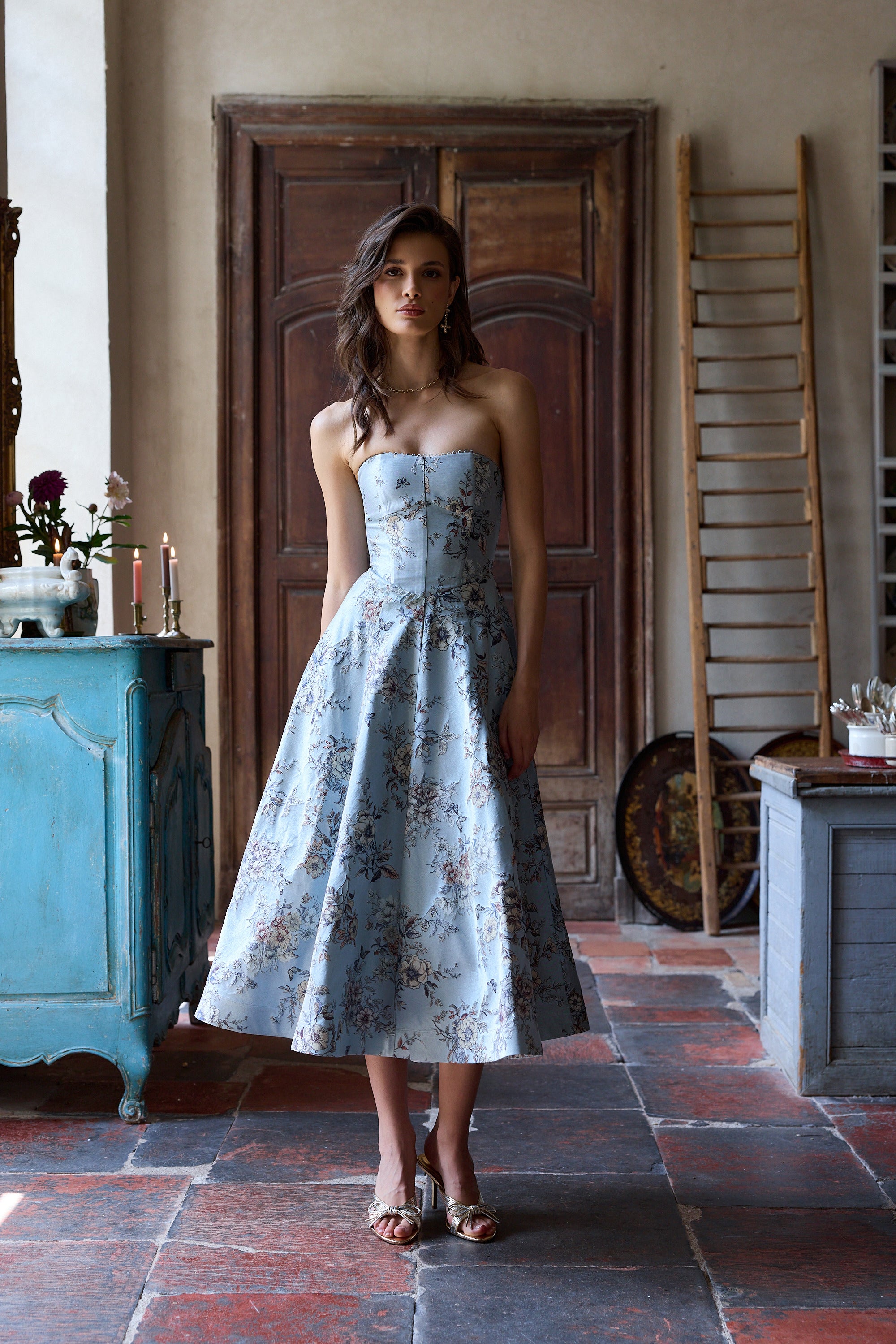 brocade blue dress The Hazel in Light Lilibet 12 / Light Blue Lilibet Brocade SIZE (LKSOD1151)::11-12 Years vintageinspired glamour in this PEARL-BEADING What to wear with