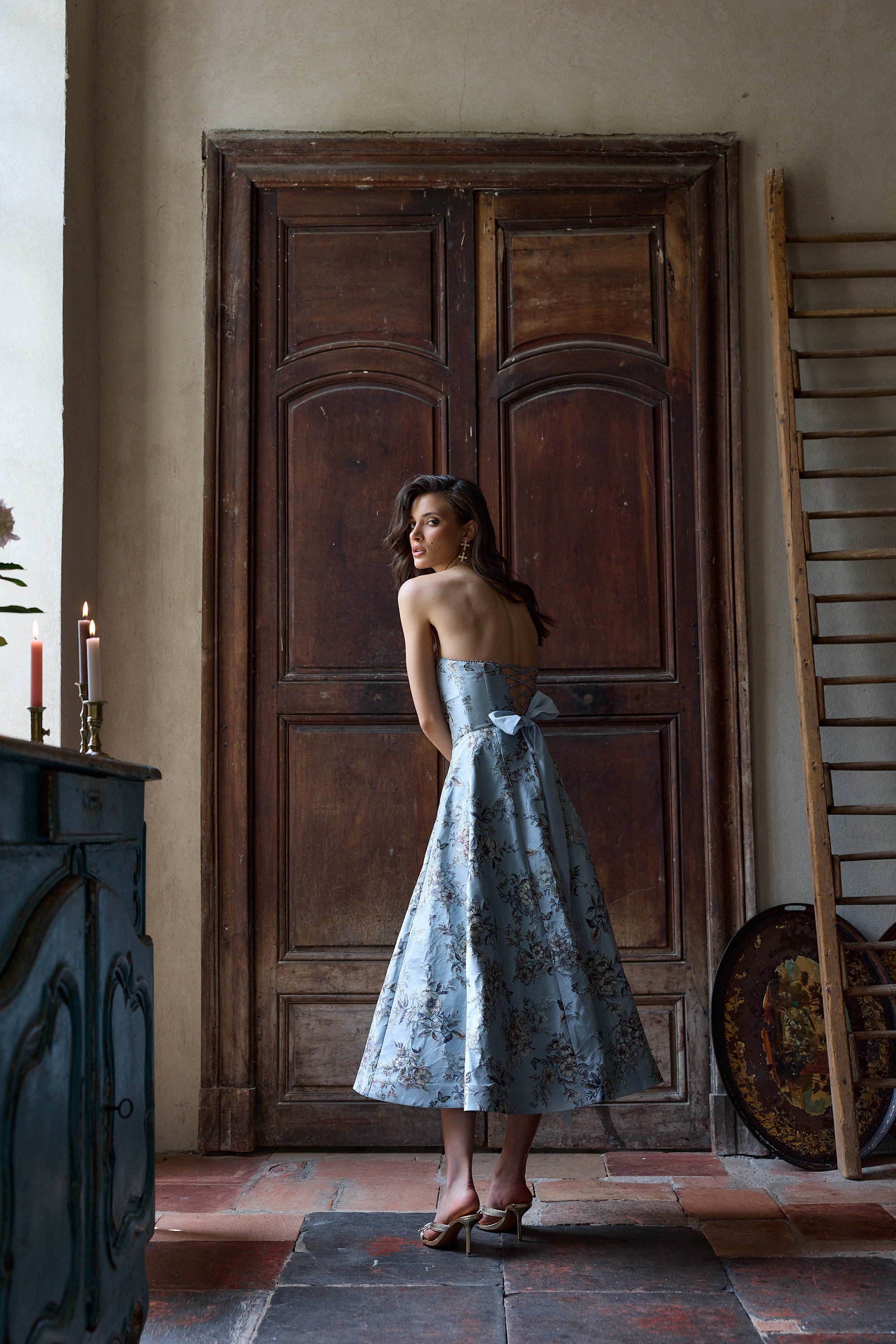 The Hazel Dress in Light Blue Lilibet Brocade 00 / Light Blue Lilibet Brocade The Hazel Dress in Light Blue Lilibet Brocade 00 / Light Blue Lilibet Brocade