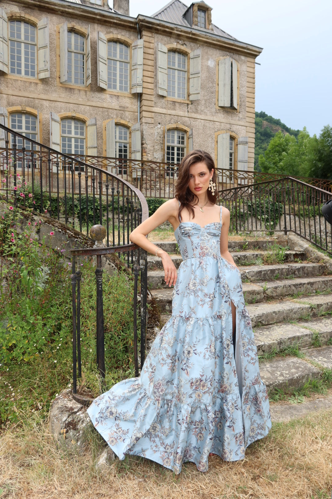 The Lucetta Dress in Light Blue Lilibet Brocade 14 / Light Blue Lilibet Brocade The Lucetta Dress in Light Blue Lilibet Brocade 14 / Light Blue Lilibet Brocade