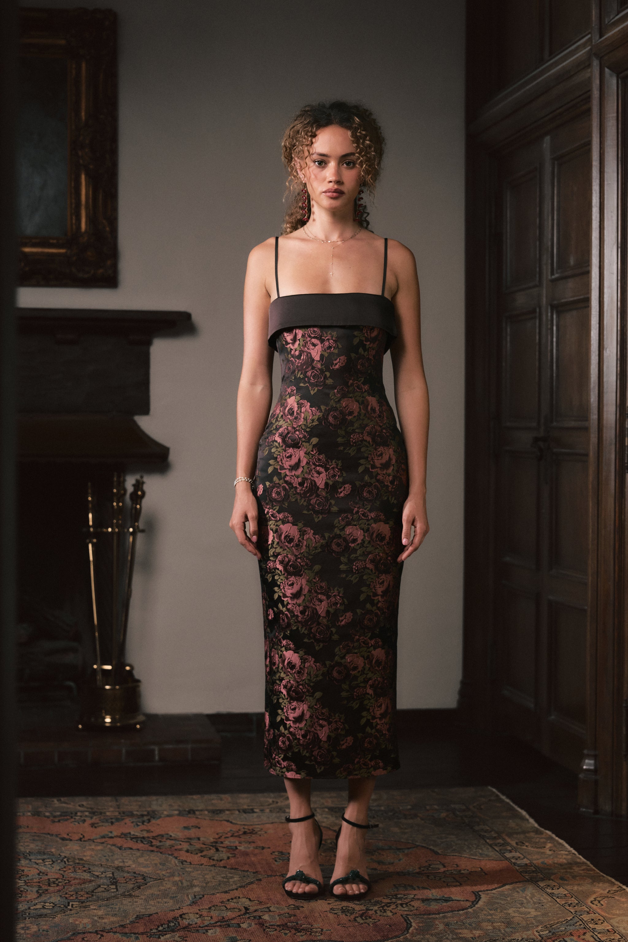 yaccoStrap Jacquard Dress （38） The Jacqueline Dress in Dark Rose Brocade – V. Chapman