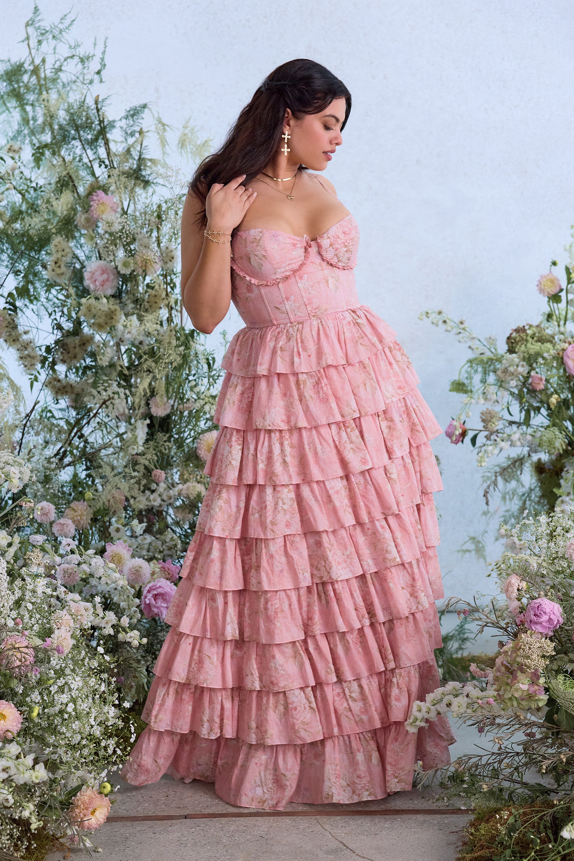 The Josephine Dress in Light Pink Tapestry Rose – V. Chapman