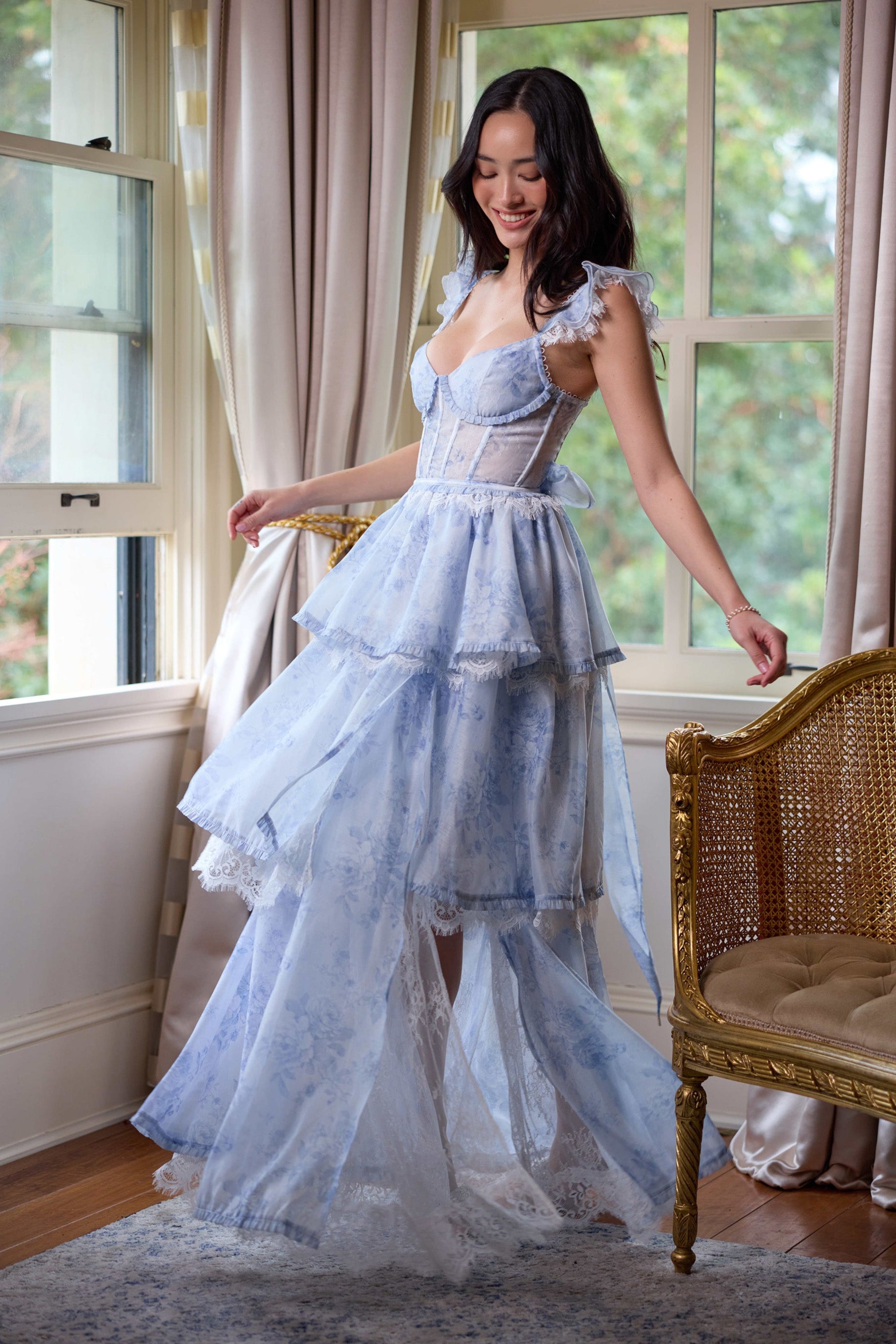 The Jolie Dress in Blue Tapestry Rose 4 / Blue Tapestry Rose