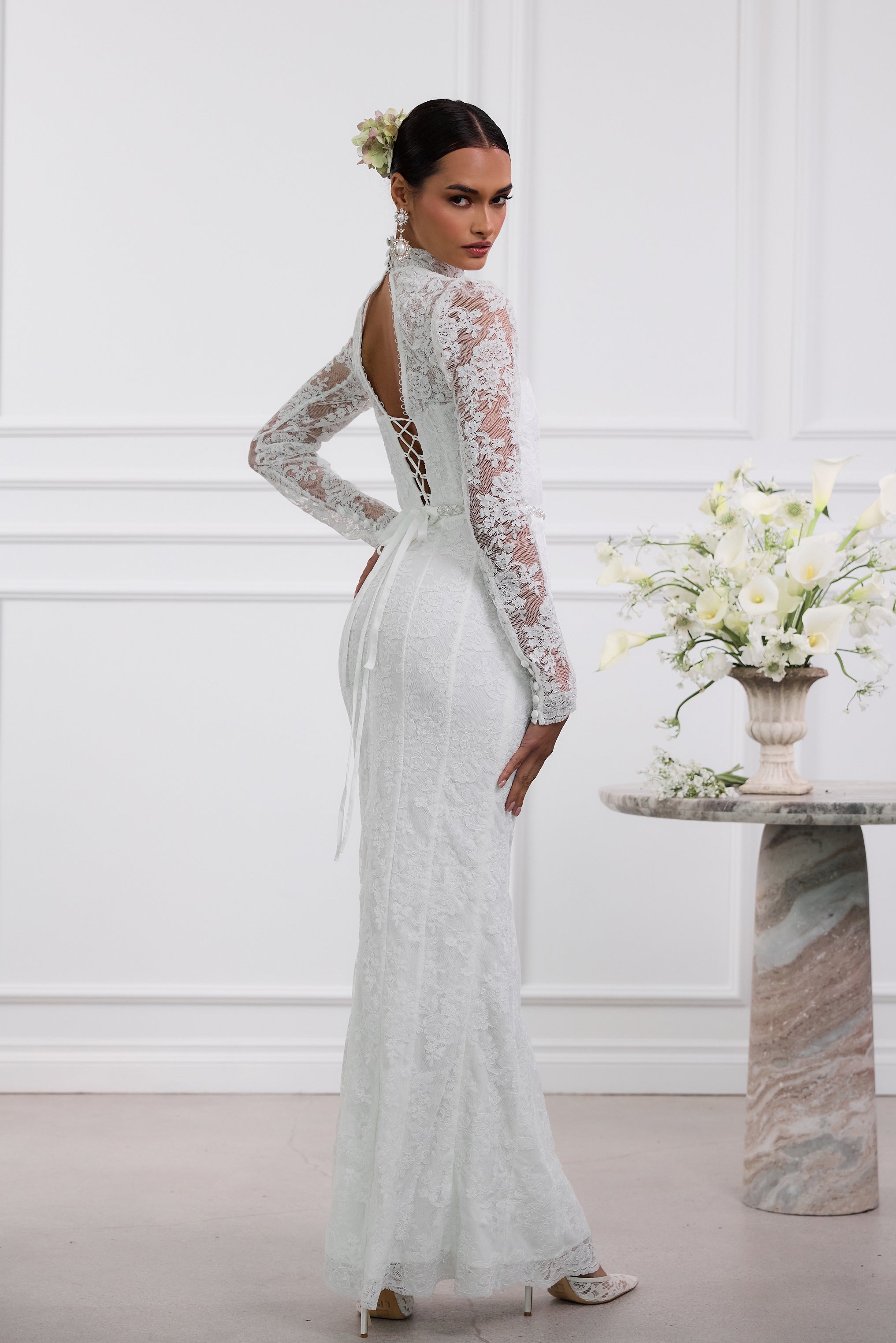 The Jules Dress in White Chantilly Lace 2 / White Chantilly Lace