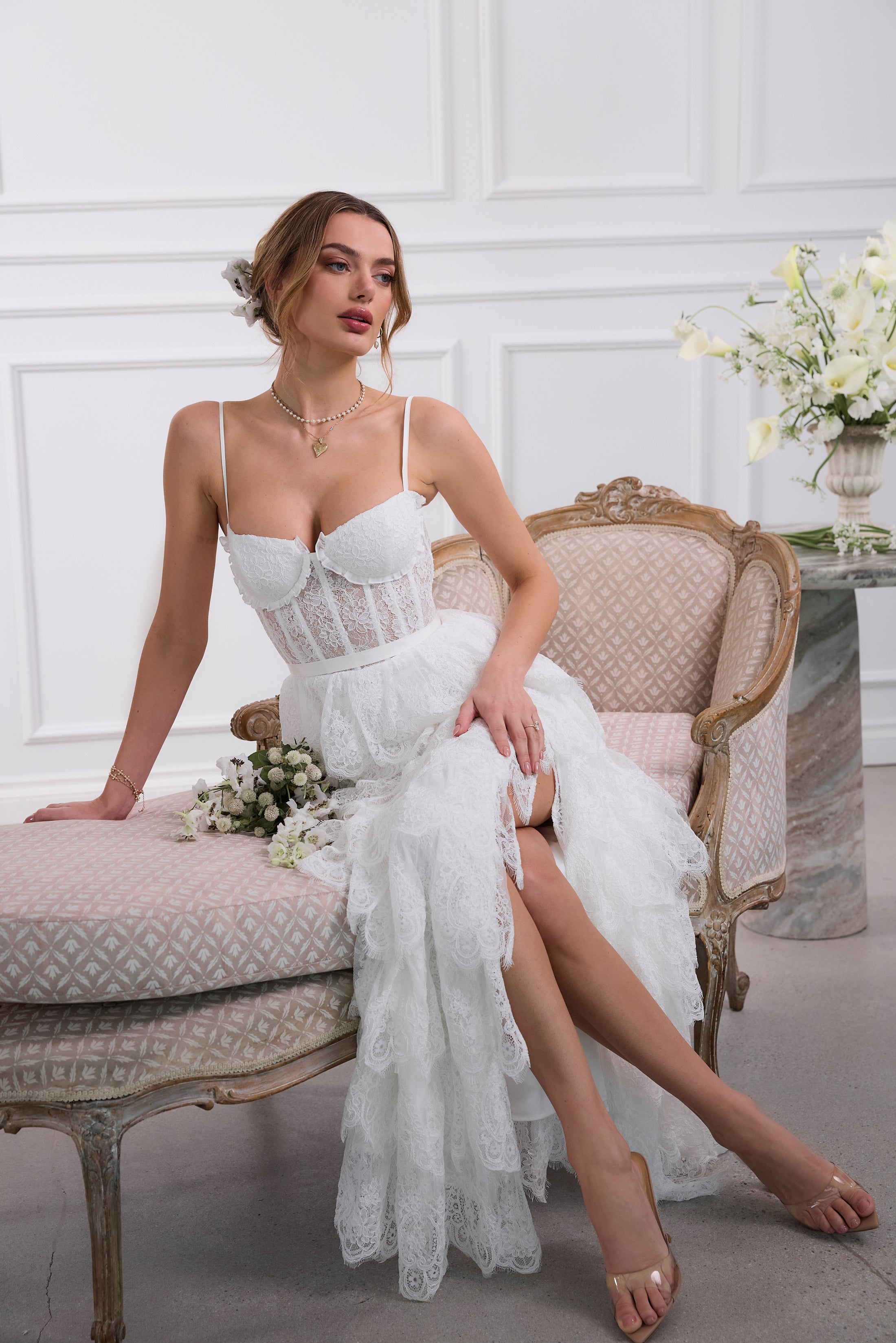 Lace V Chapman Dresses The Juniper Dress In White Chantilly Lace Lace V Chapman Dresses The Juniper Dress In White Chantilly Lace