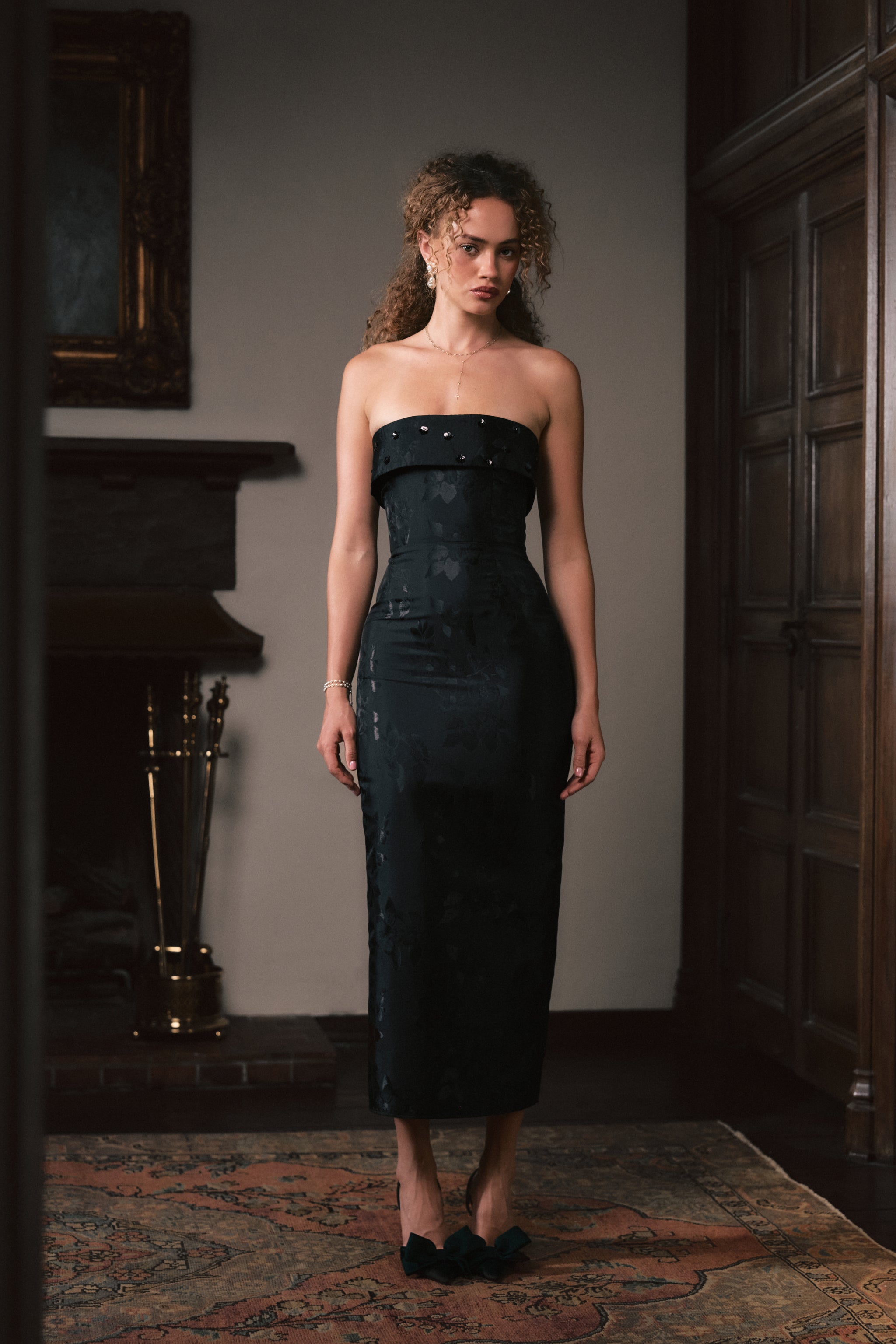 The Kennedy Dress in Black Baroque Floral – V. Chapman