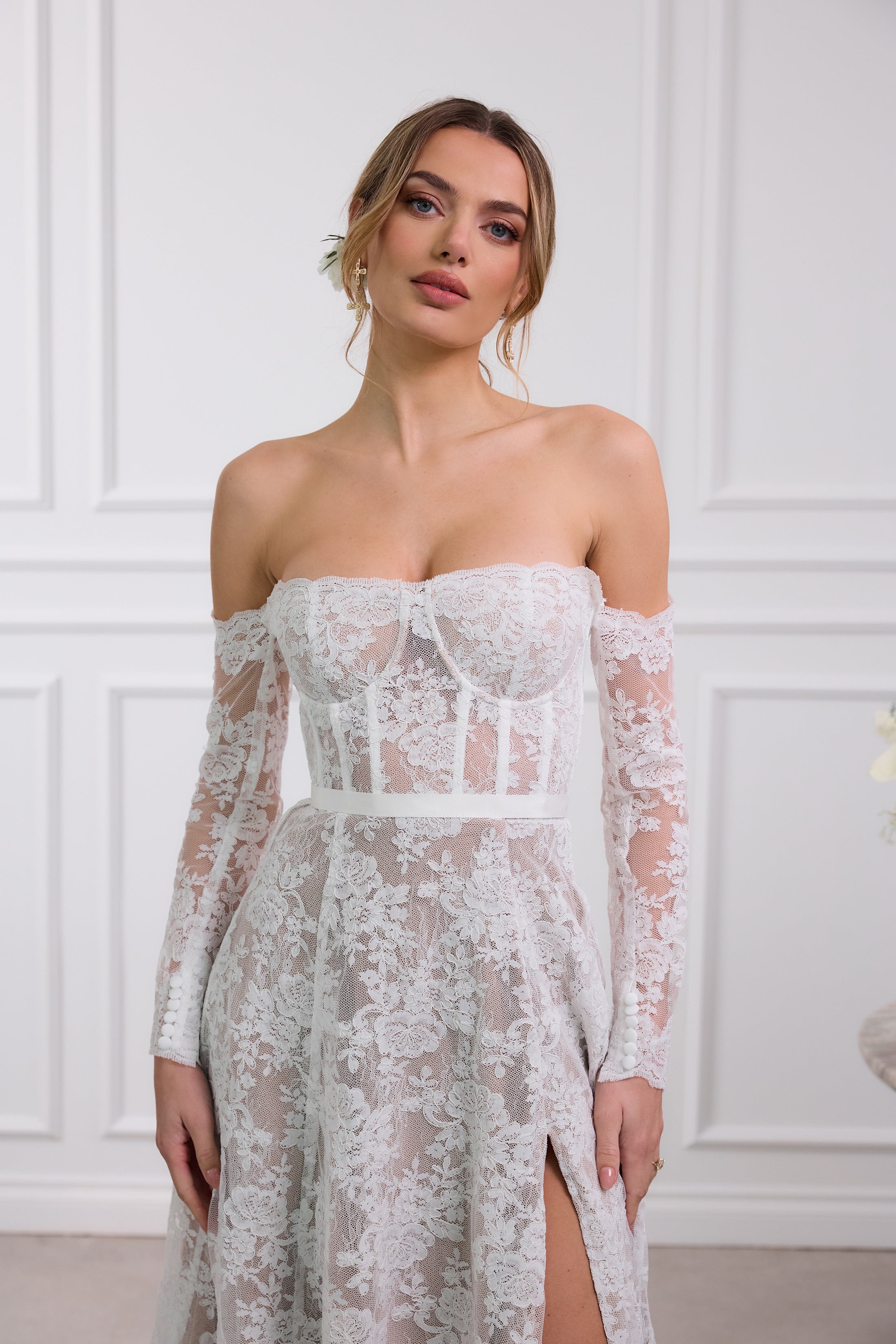 The Katherine Dress in White Chantilly Lace 0 / White Chantilly Lace The Katherine Dress in White Chantilly Lace 0 / White Chantilly Lace