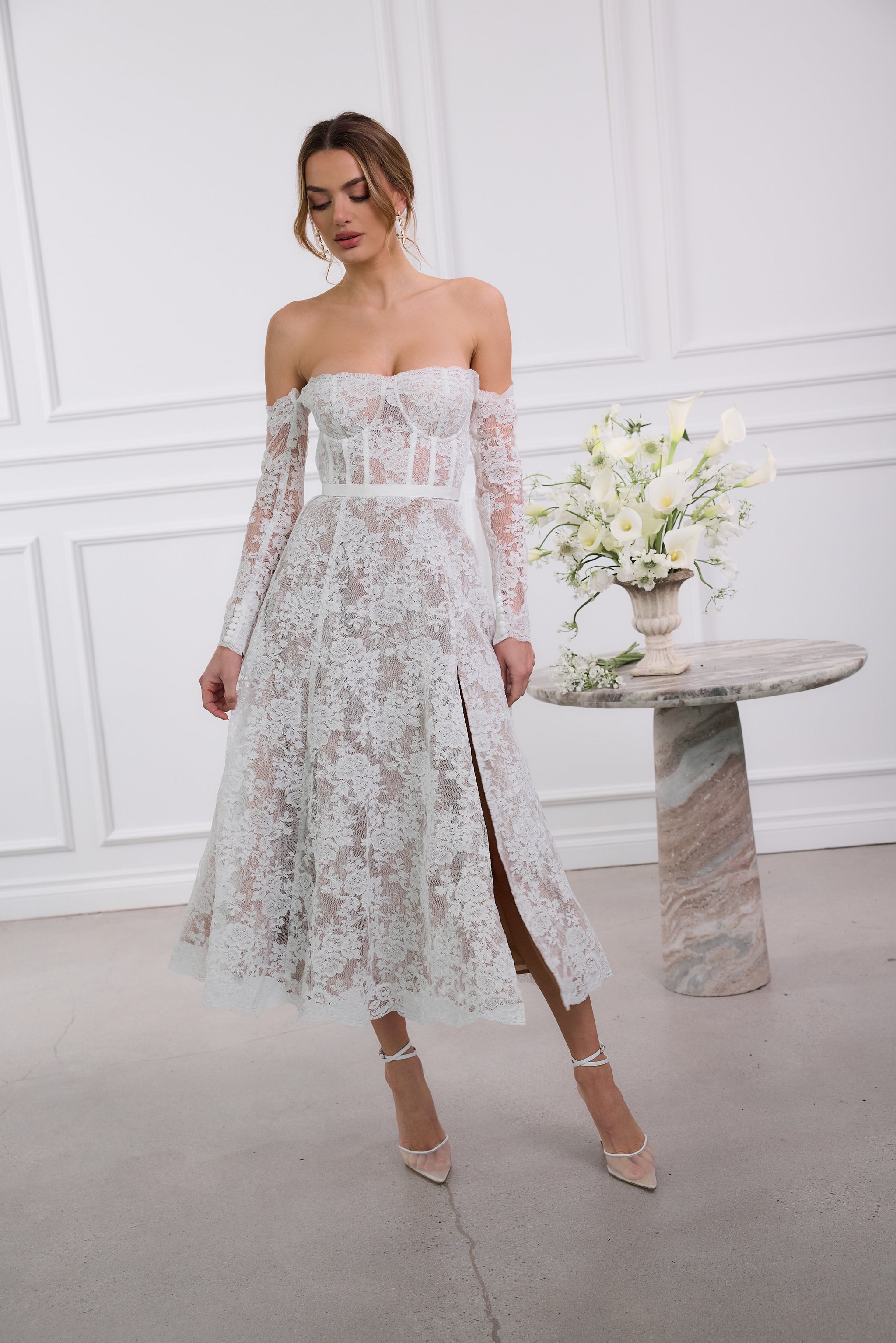 slim fit dress slacks The Carolena Set in Lavender Fog Lace 14 / Lavender Fog Lace main image 0