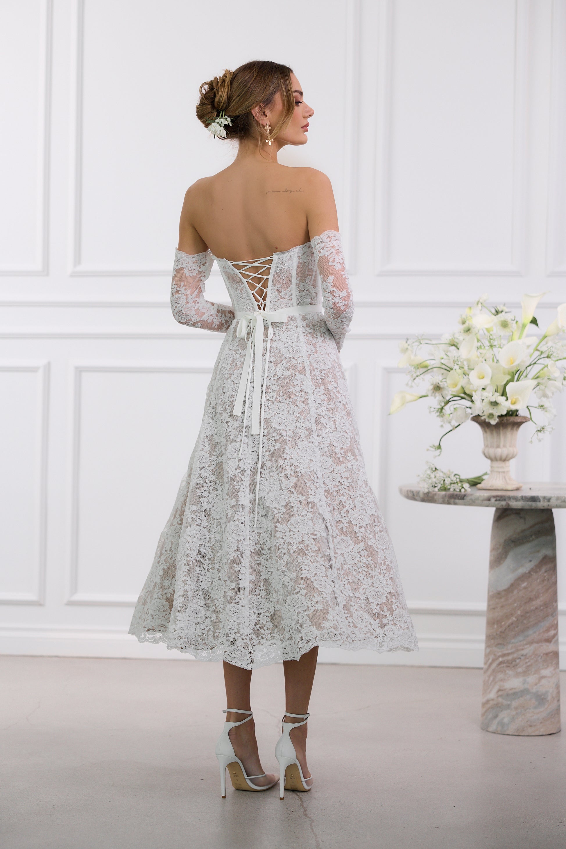The Katherine Dress in White Chantilly Lace 0 / White Chantilly Lace