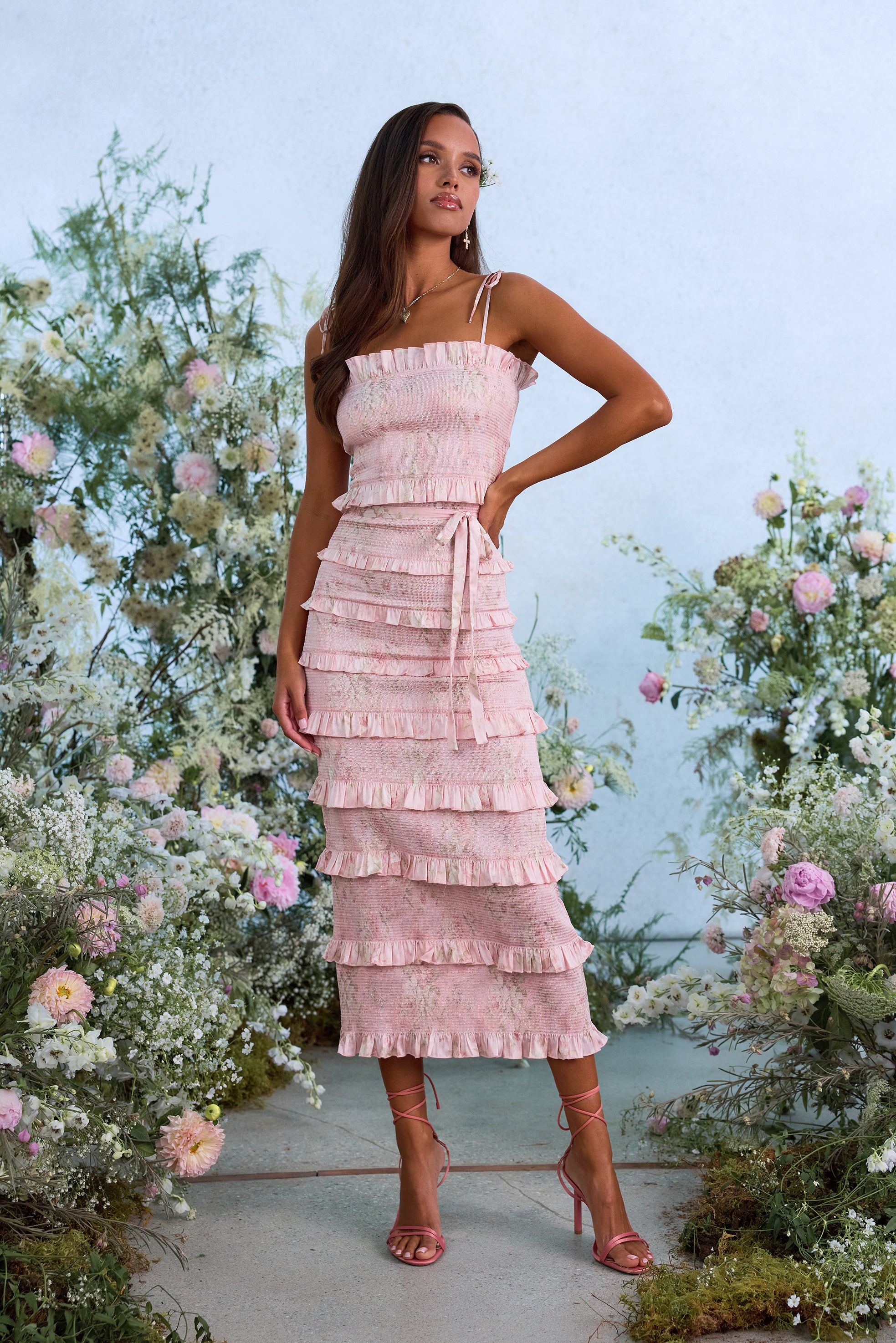 The Lily Dress in Light Pink Tapestry Rose 18 / Light Pink Tapestry Rose The Lily Dress in Light Pink Tapestry Rose 18 / Light Pink Tapestry Rose