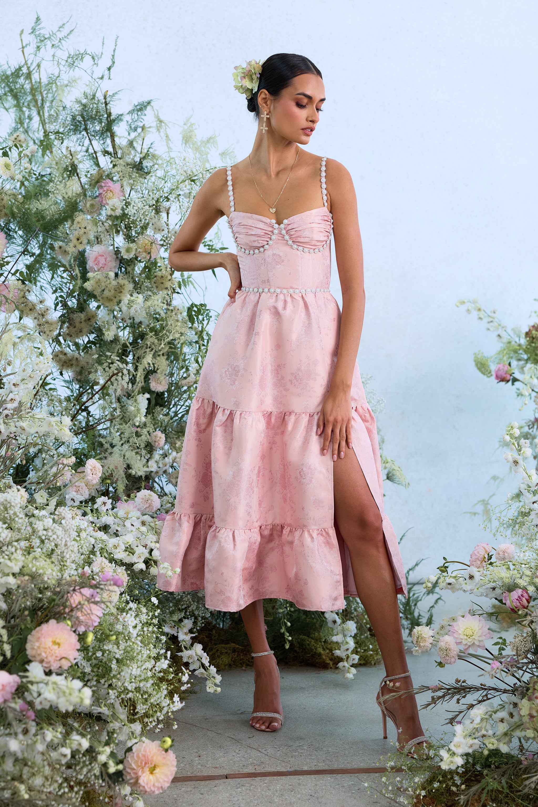 The Lorenza Dress in Light Pink Windsor Brocade – V. Chapman