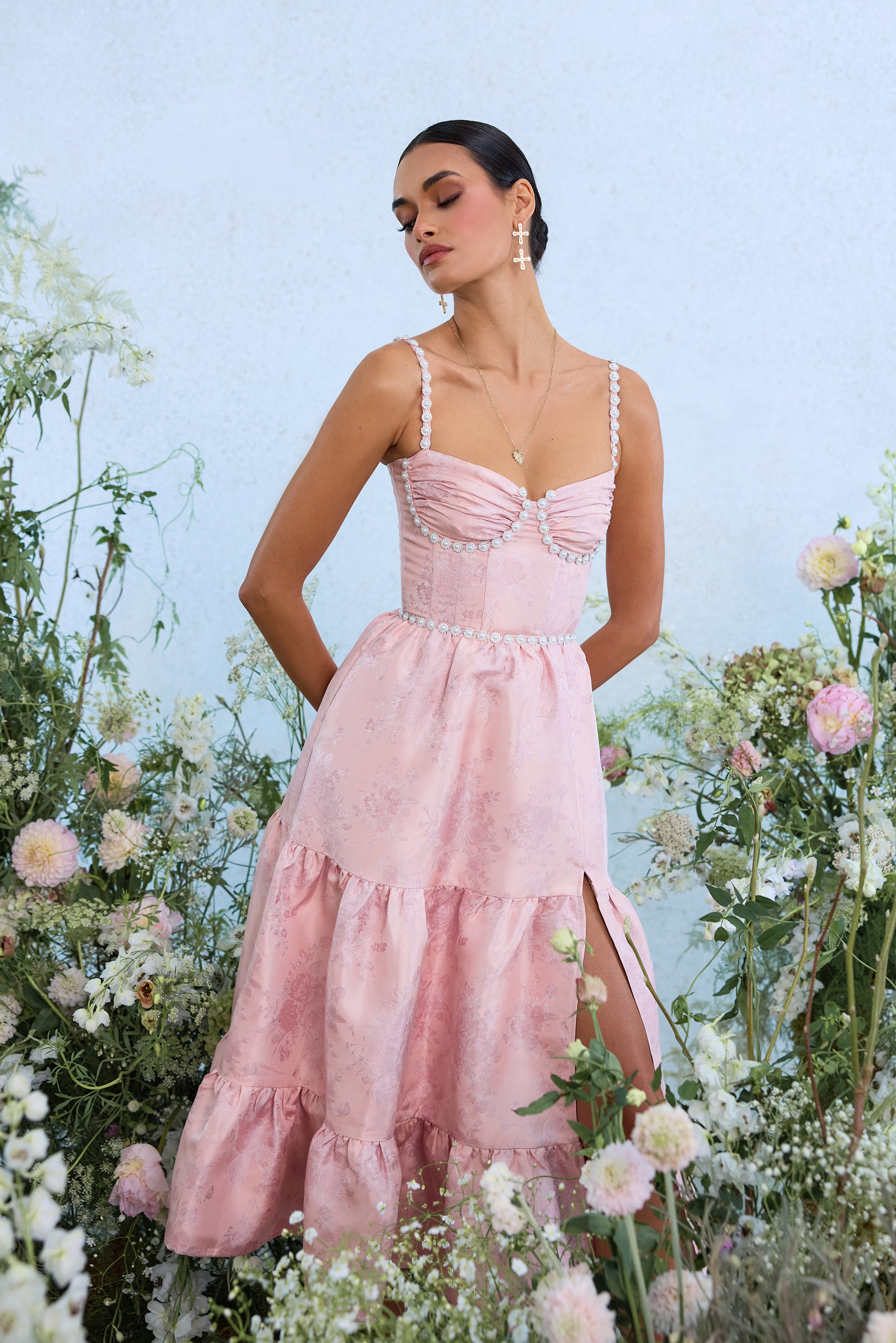 The Lorenza Dress in Light Pink Windsor Brocade – V. Chapman