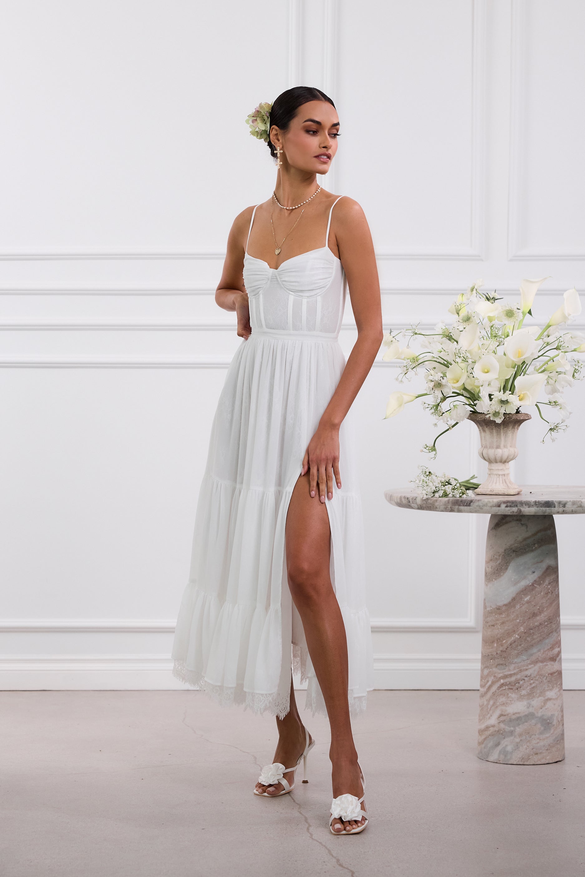 The Lara Dress in White 0 / White