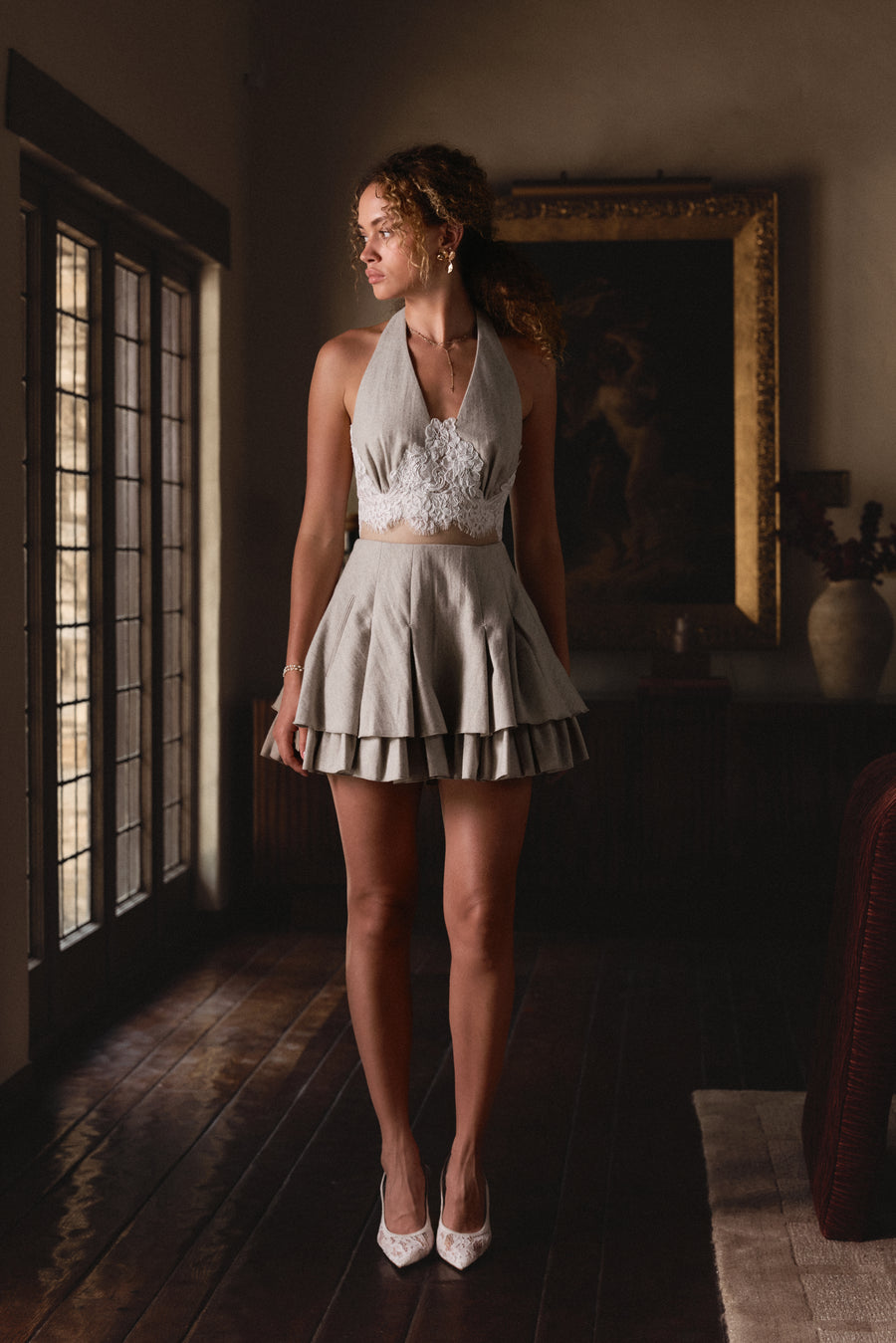 The Margaux Skirt in Light Grey Wool - PRE-ORDER