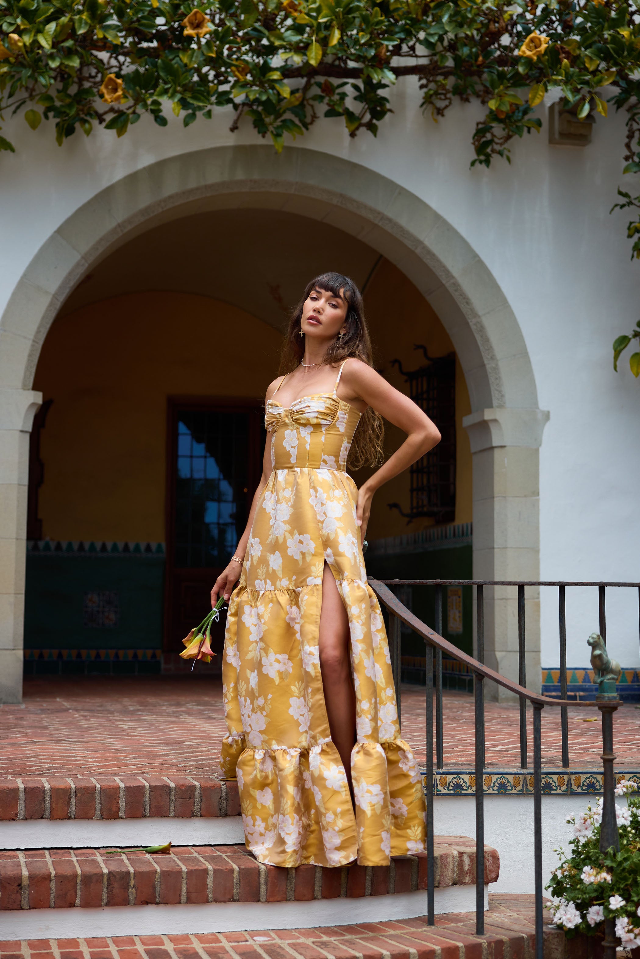 The Lucetta Dress in Gold Baroque Floral 0 / Gold Baroque Floral The Lucetta Dress in Gold Baroque Floral 0 / Gold Baroque Floral