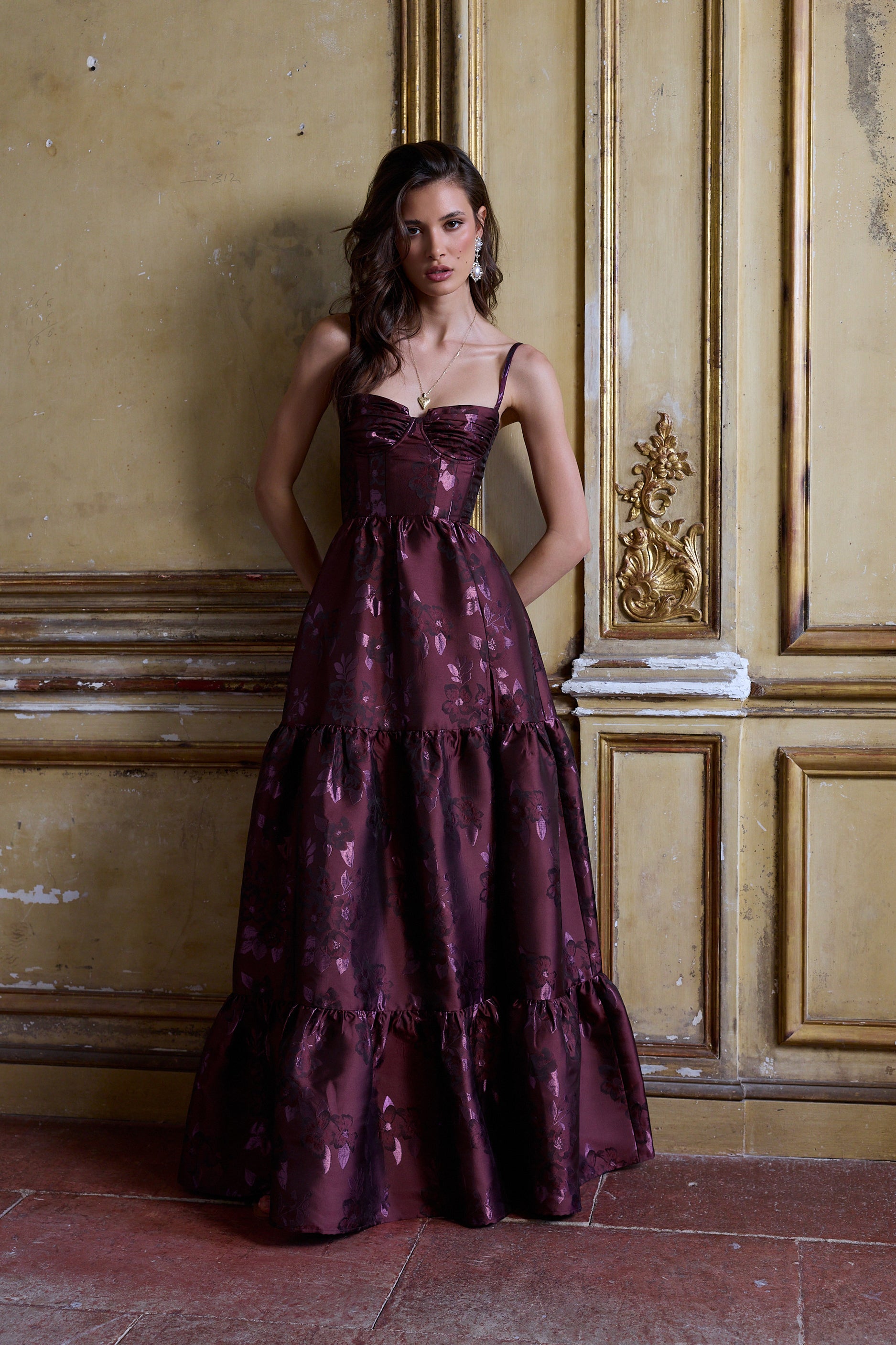 The Lucetta Dress in Plum Baroque Floral 14 / Plum Baroque Floral The Lucetta Dress in Plum Baroque Floral 14 / Plum Baroque Floral