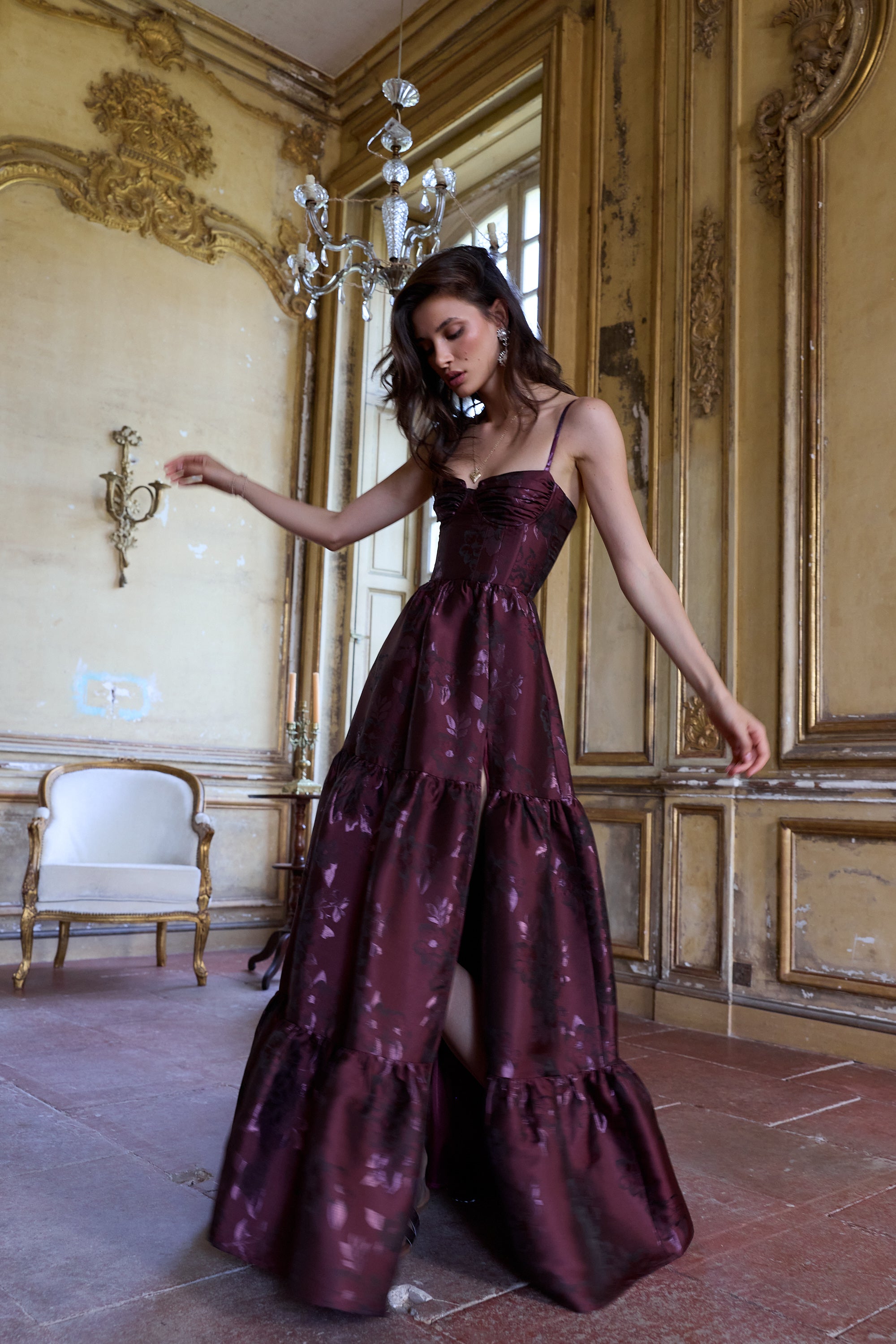 The Lucetta Dress in Plum Baroque Floral 14 / Plum Baroque Floral The Lucetta Dress in Plum Baroque Floral 14 / Plum Baroque Floral