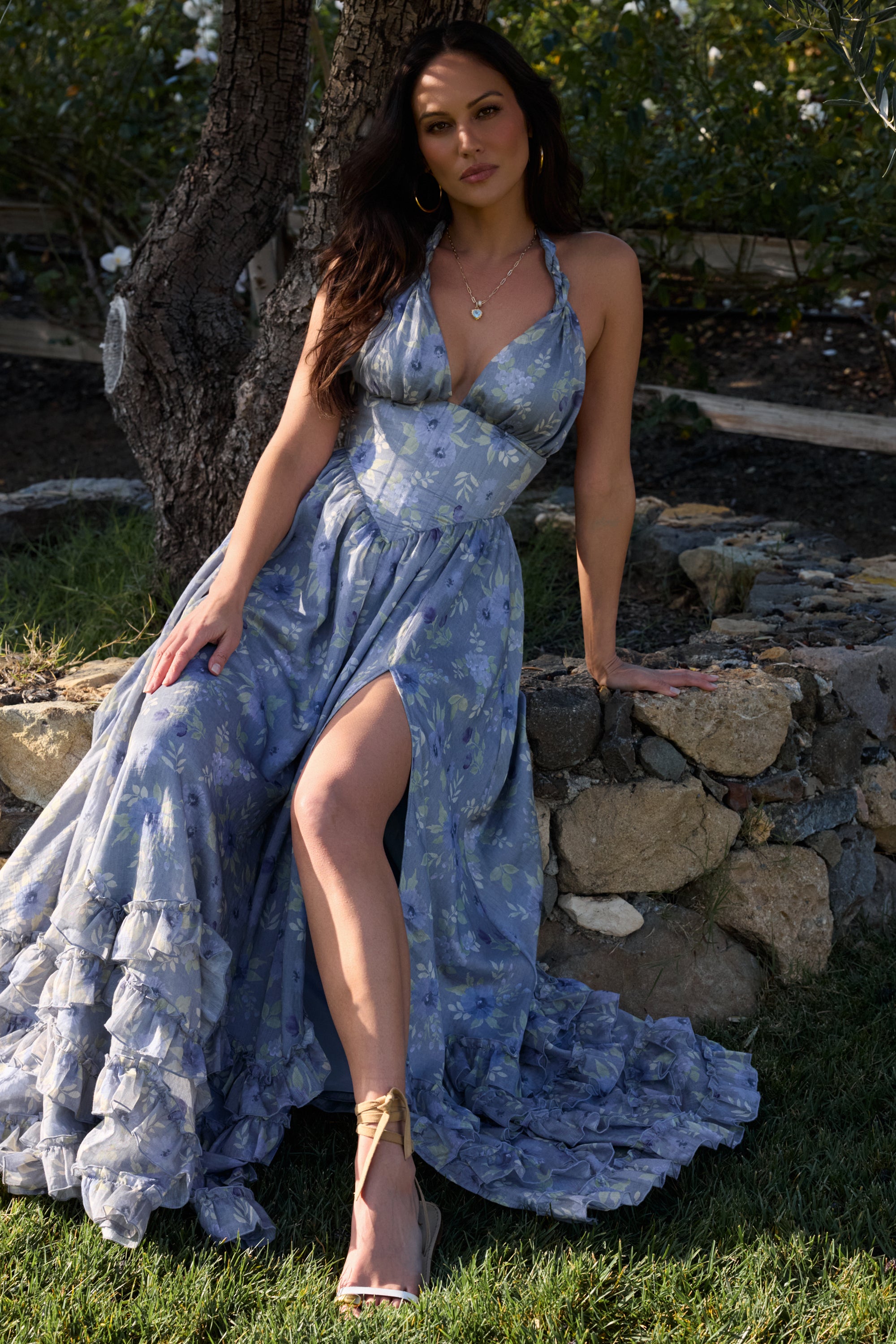 The Maeve Dress in Aleutian Blue Floral 6 / Aleutian Blue Watercolor The Maeve Dress in Aleutian Blue Floral 6 / Aleutian Blue Watercolor
