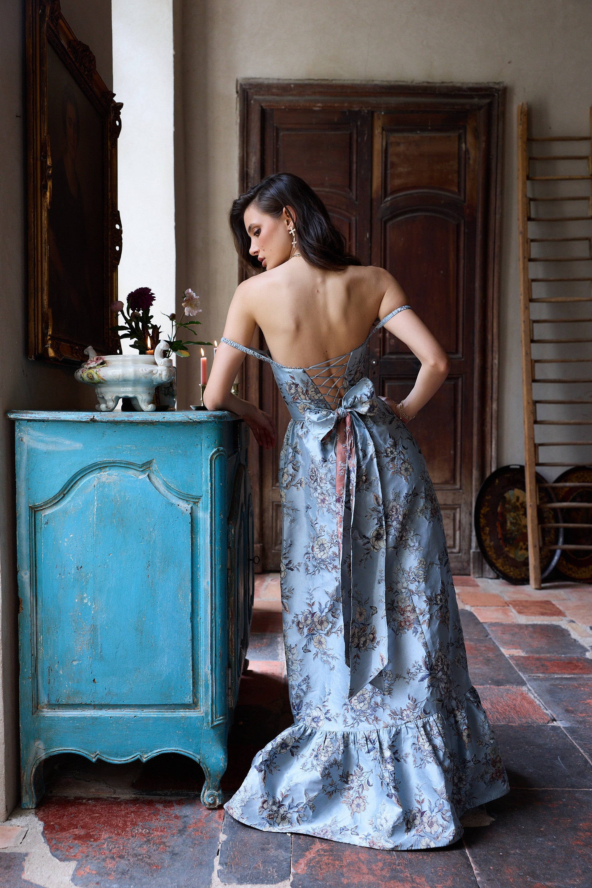 The Margaret Dress in Light Blue Lilibet Brocade – V. Chapman