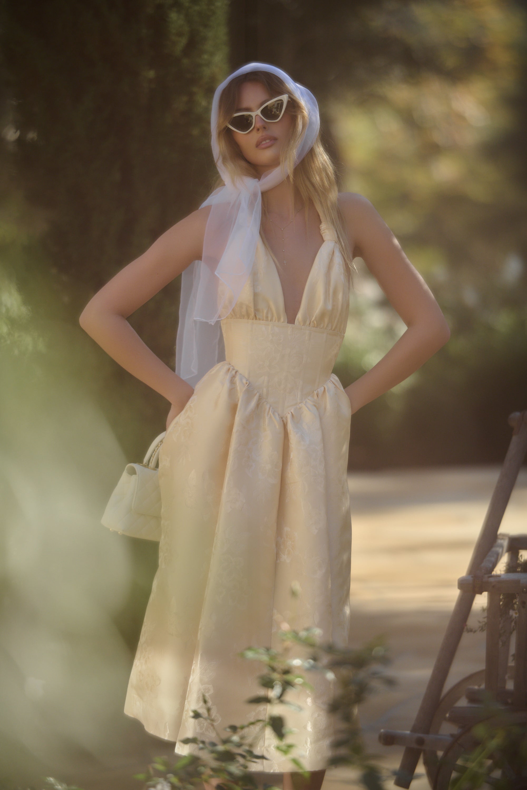 The Marilyn Dress in Butter Yellow Baroque Floral 10 / Butter Yellow Baroque Floral The Marilyn Dress in Butter Yellow Baroque Floral 10 / Butter Yellow Baroque Floral