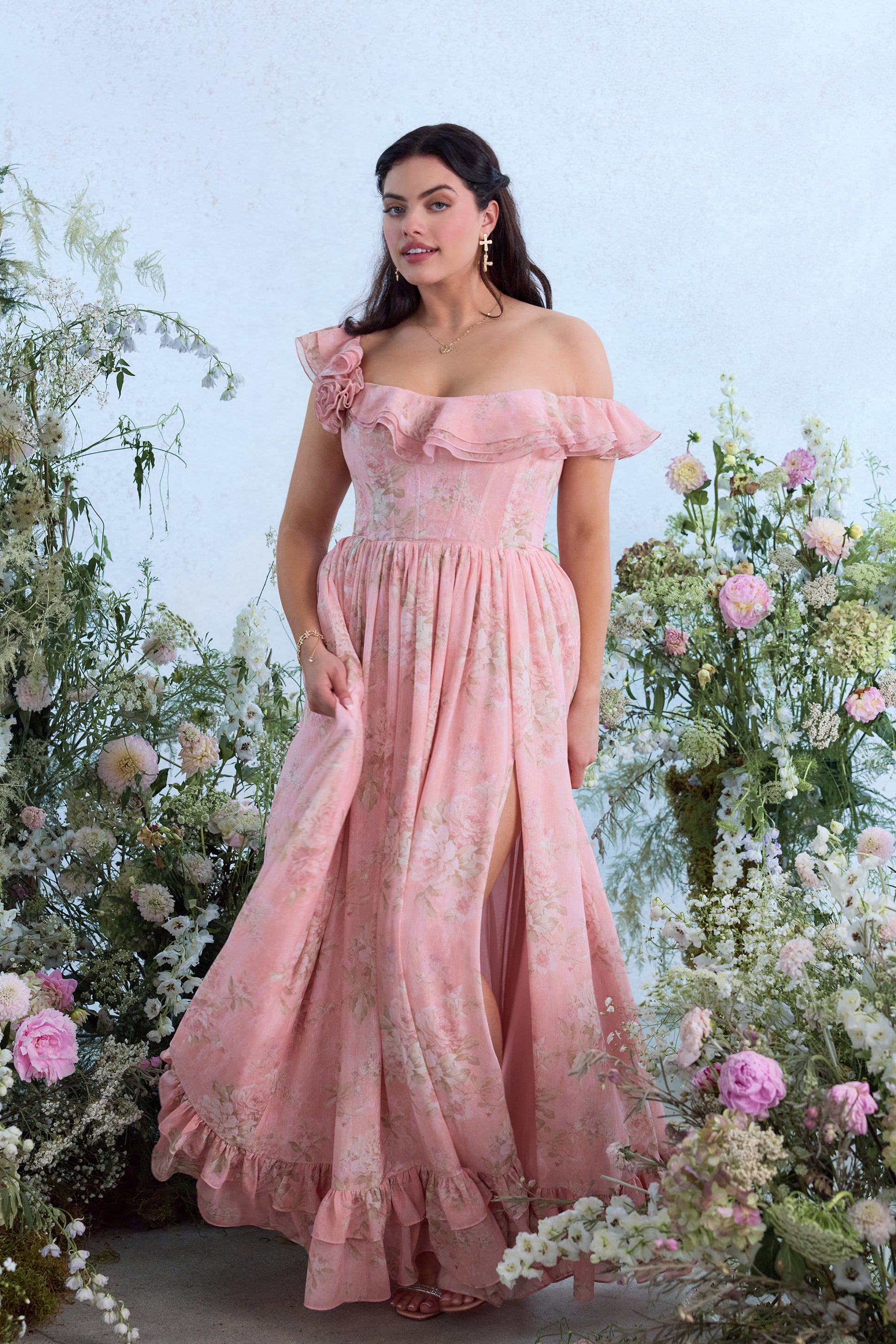 The Rosetta Dress in Light Pink Tapestry Rose 0 / Light Pink Tapestry Rose