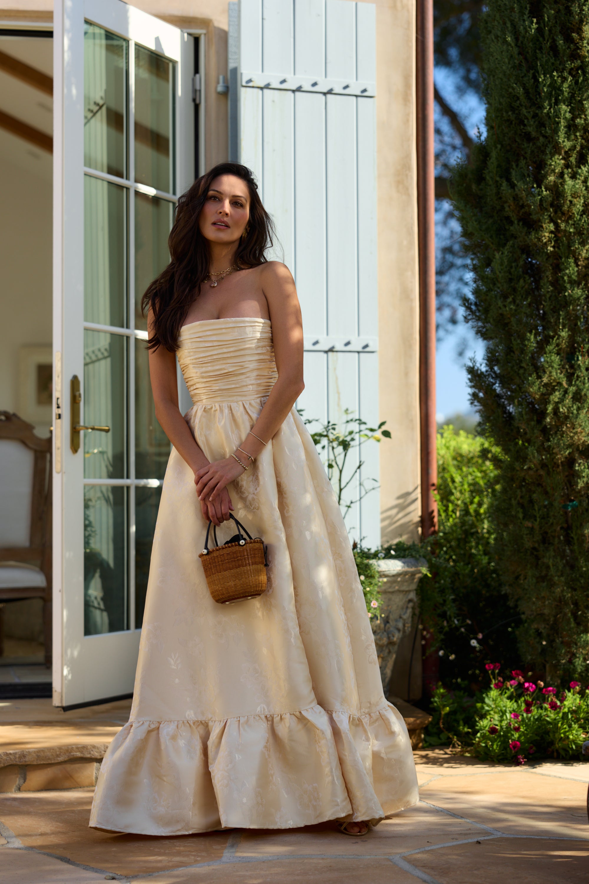 The Regina Dress in Butter Yellow Baroque Floral 6 / Butter Yellow Baroque Floral