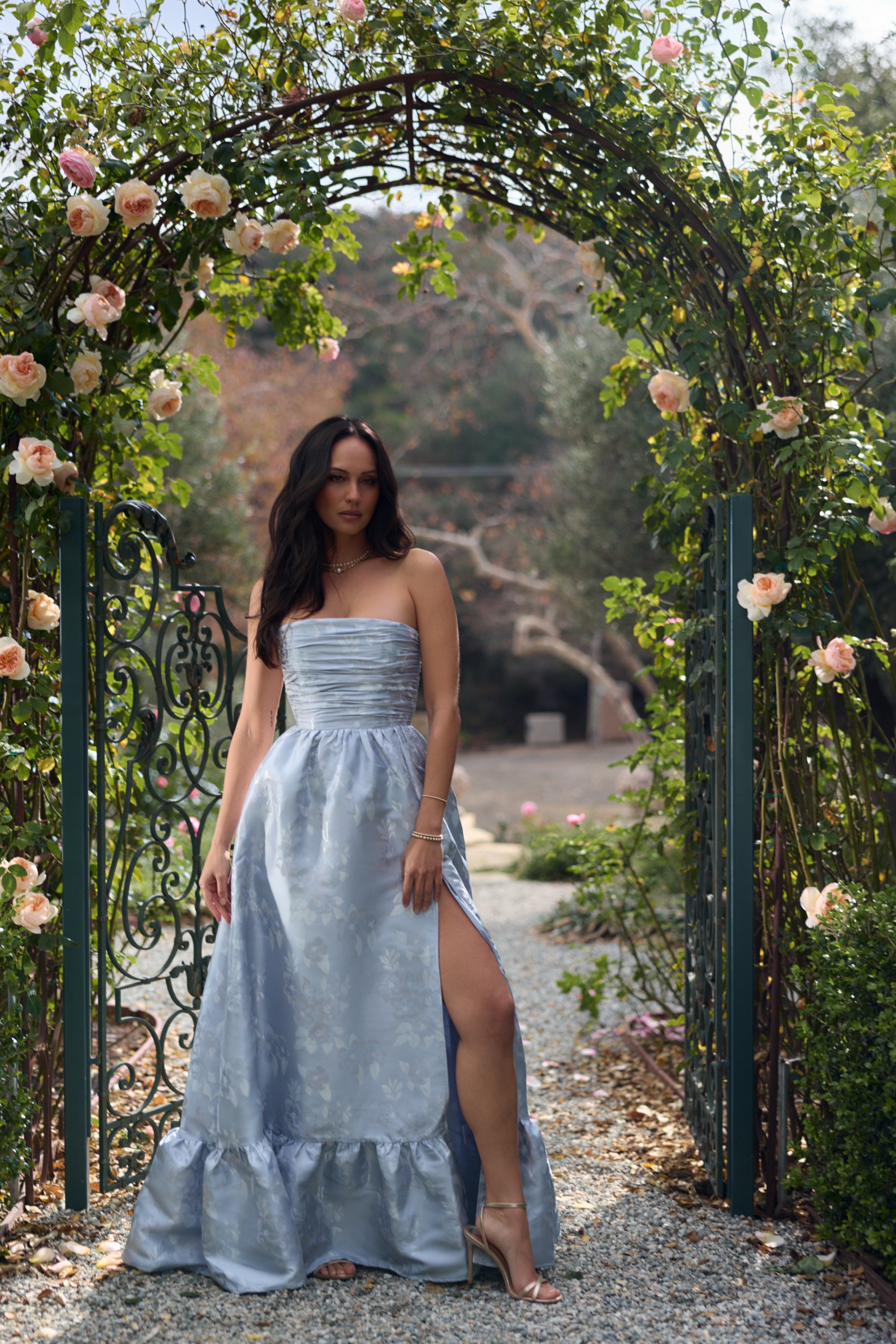 The Regina Dress in Icelandic Blue Baroque Floral 4 / Icelandic Blue Baroque The Regina Dress in Icelandic Blue Baroque Floral 4 / Icelandic Blue Baroque