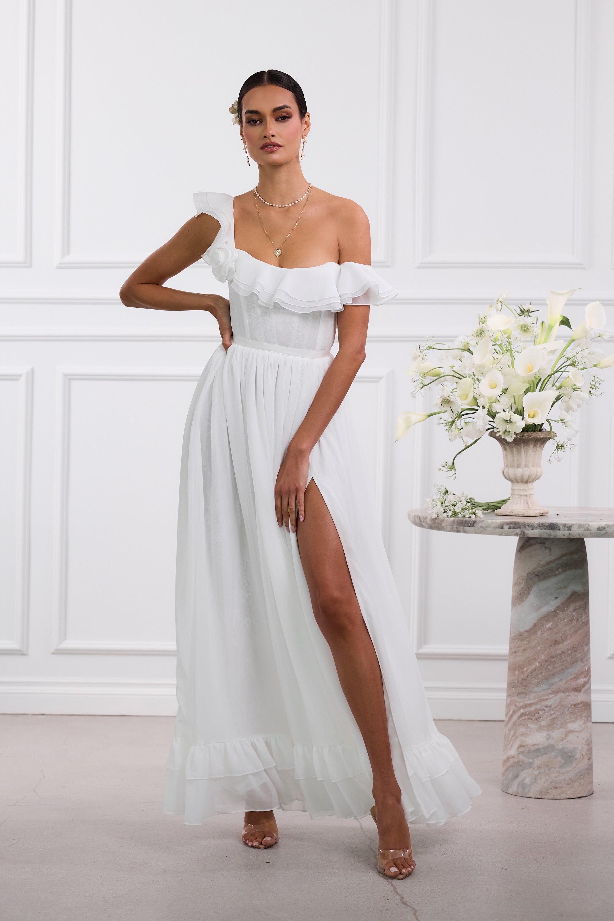 The Rosetta Dress in White 4 / White