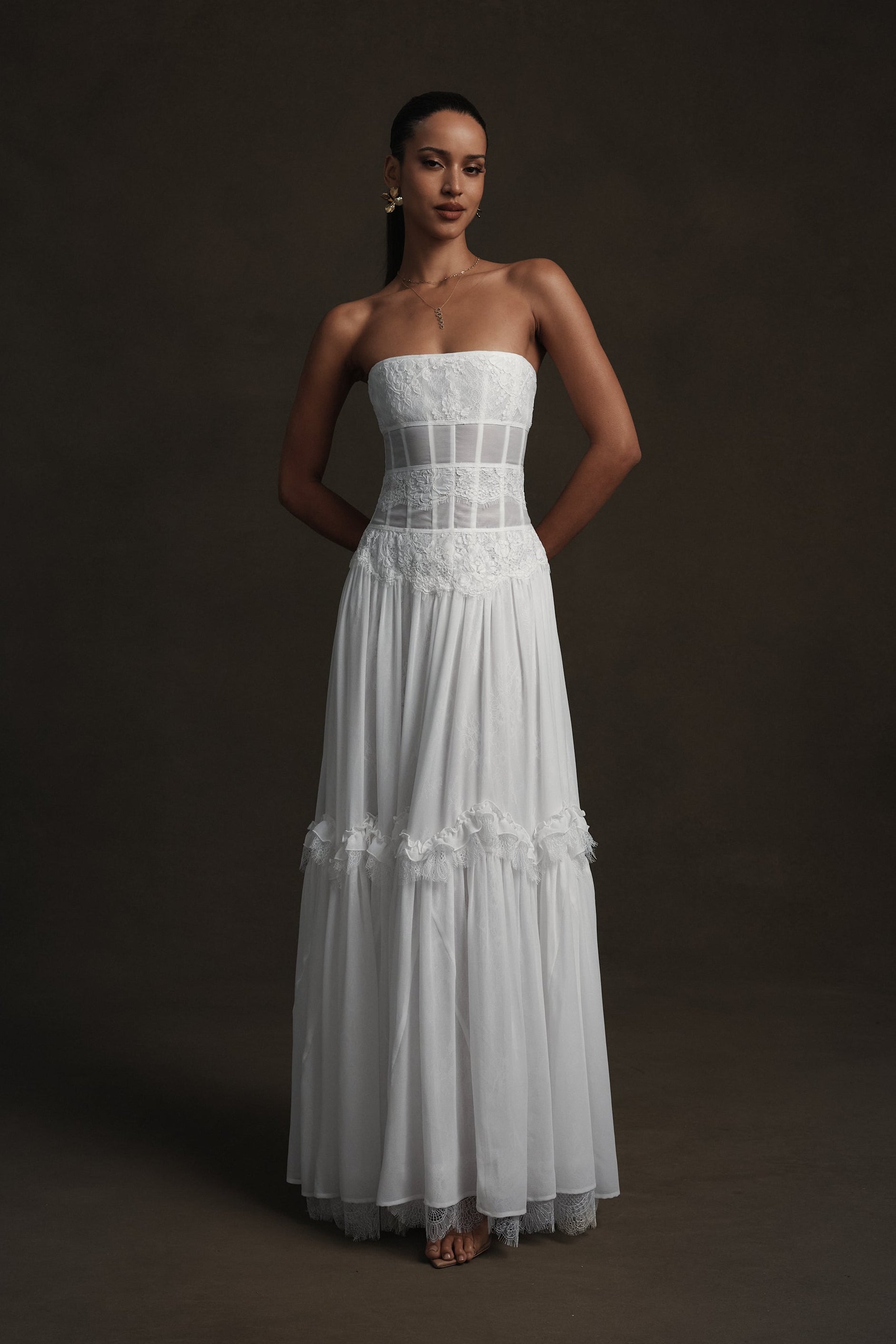 v chapman white dress The Carmen in invisible zipper The Capulet Dress in White
