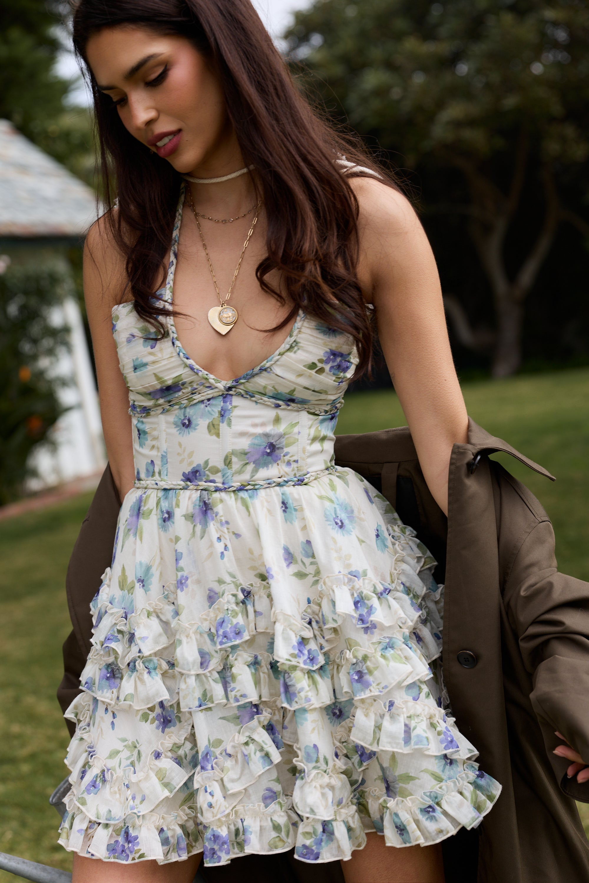The Sophie Dress in Blue Watercolor Floral 10 / Blue Watercolor Floral