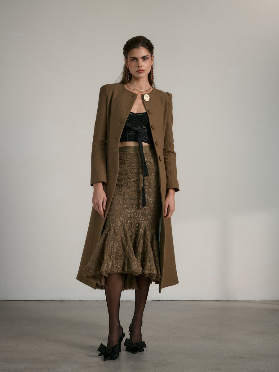 The Santiago Coat in Brown Brushed Twill