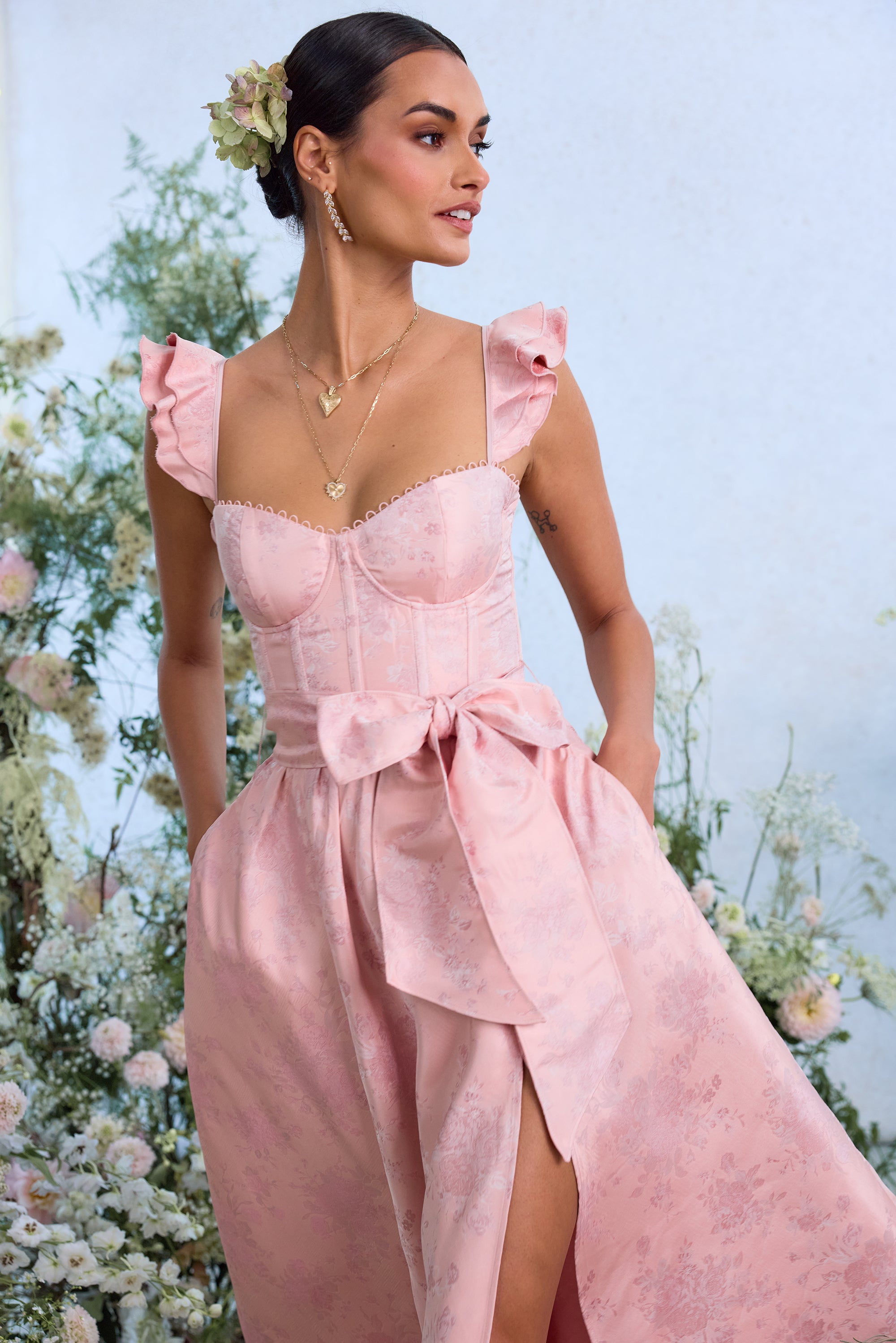 The Vera Dress in Light Pink Windsor Brocade 2 / Light Pink Windsor Brocade The Vera Dress in Light Pink Windsor Brocade 2 / Light Pink Windsor Brocade