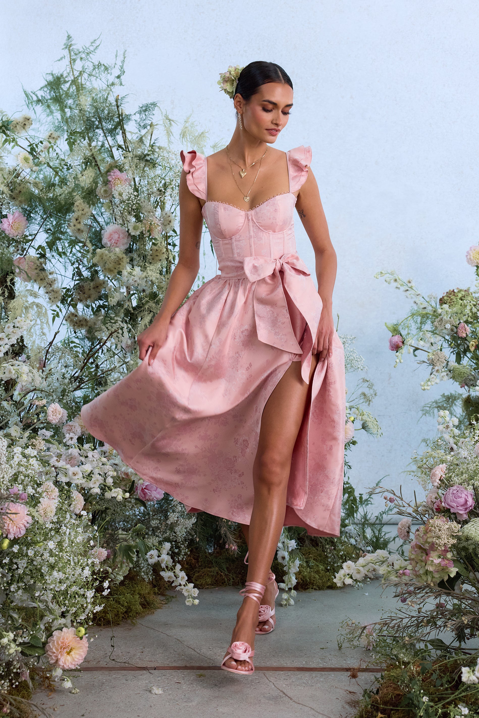 The Vera Dress in Light Pink Windsor Brocade 2 / Light Pink Windsor Brocade The Vera Dress in Light Pink Windsor Brocade 2 / Light Pink Windsor Brocade