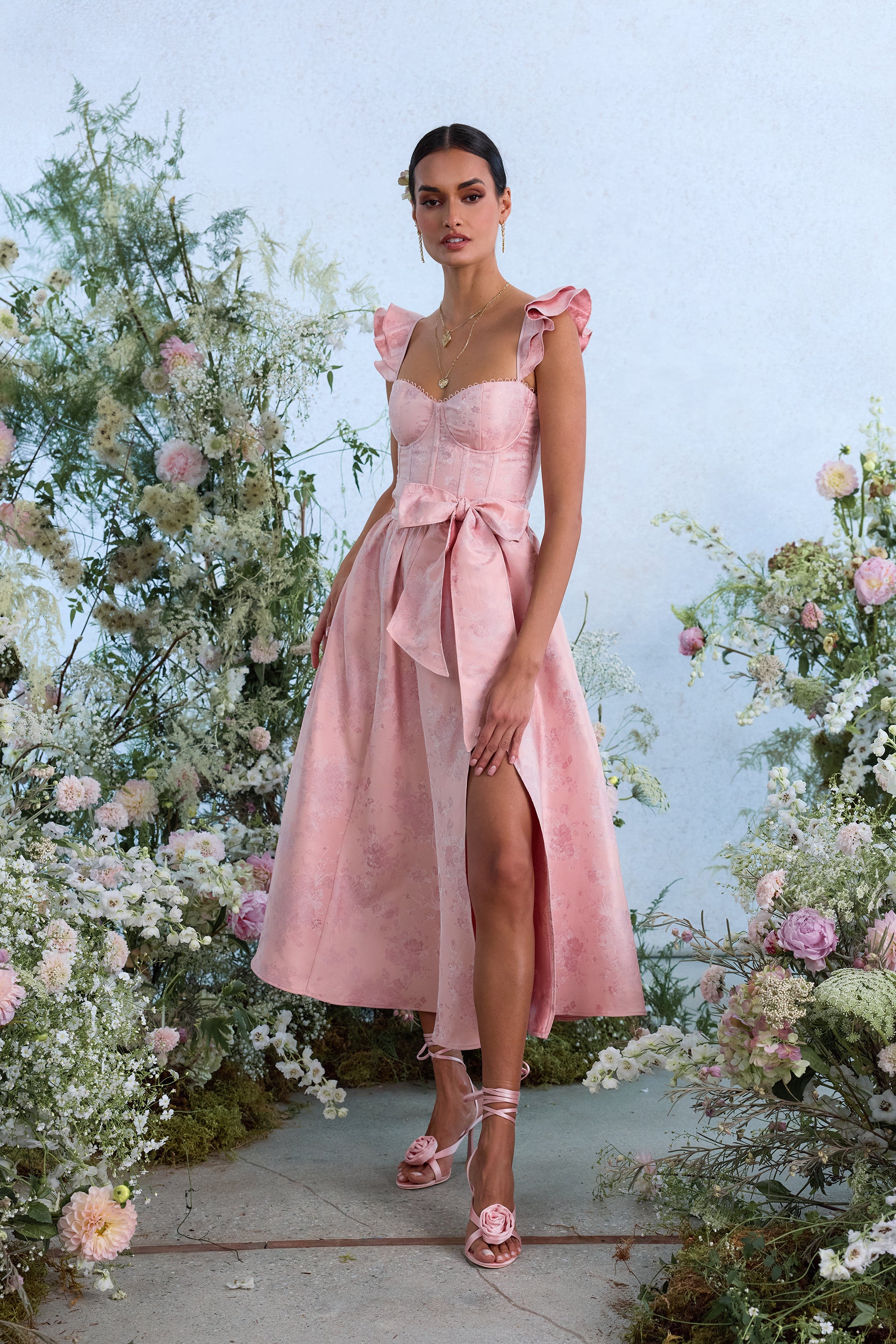 The Vera Dress in Light Pink Windsor Brocade 2 / Light Pink Windsor Brocade The Vera Dress in Light Pink Windsor Brocade 2 / Light Pink Windsor Brocade