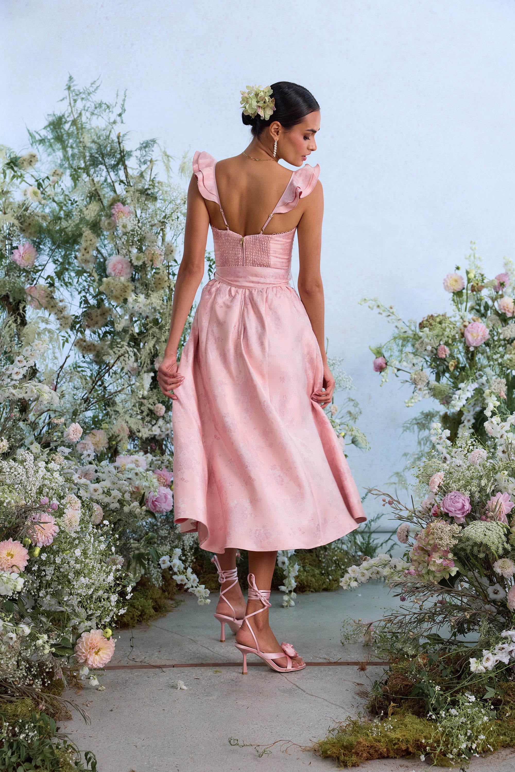 The Vera Dress in Light Pink Windsor Brocade 2 / Light Pink Windsor Brocade The Vera Dress in Light Pink Windsor Brocade 2 / Light Pink Windsor Brocade