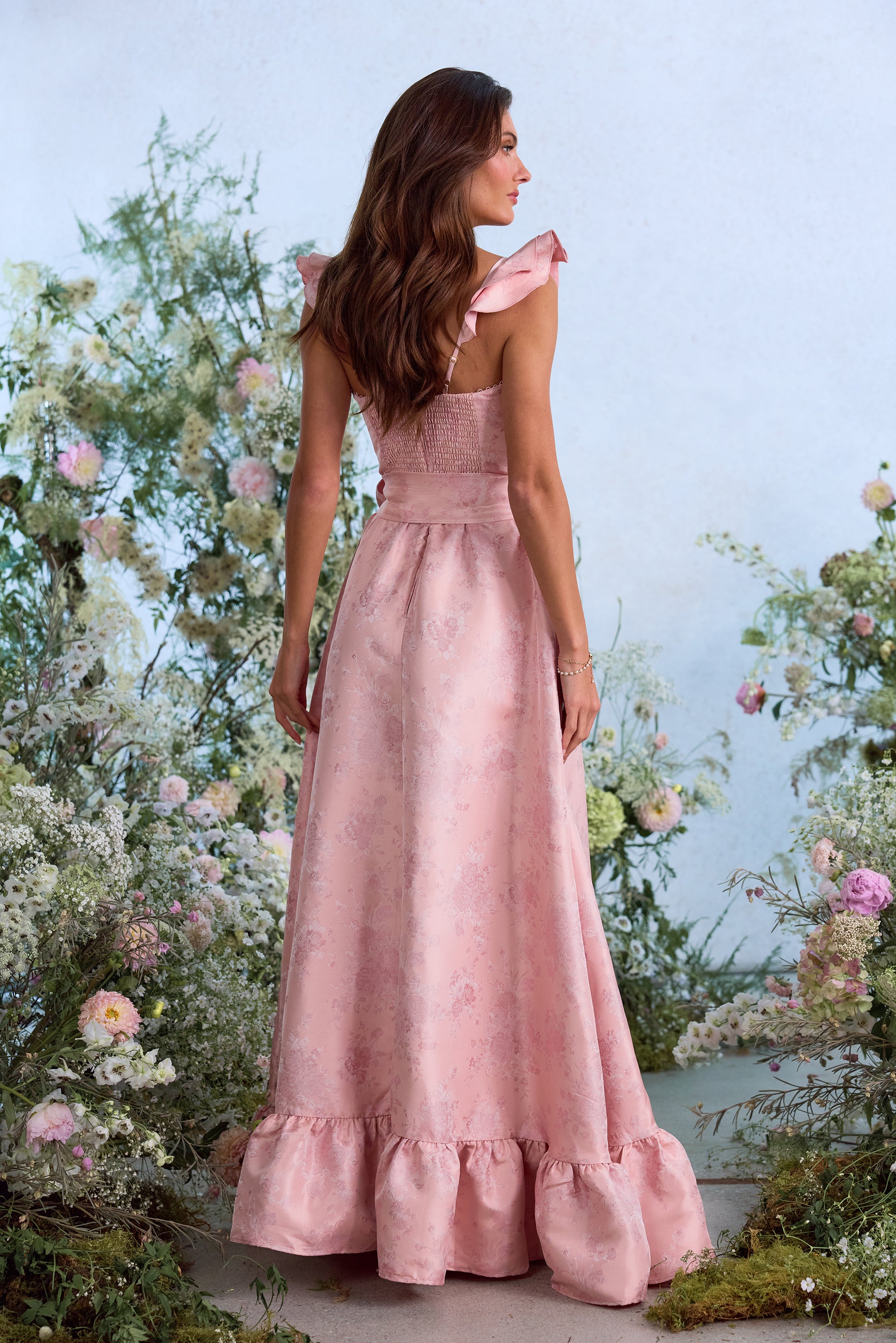 The Veronica Dress in Light Pink Windsor Brocade 00 / Light Pink Windsor Brocade